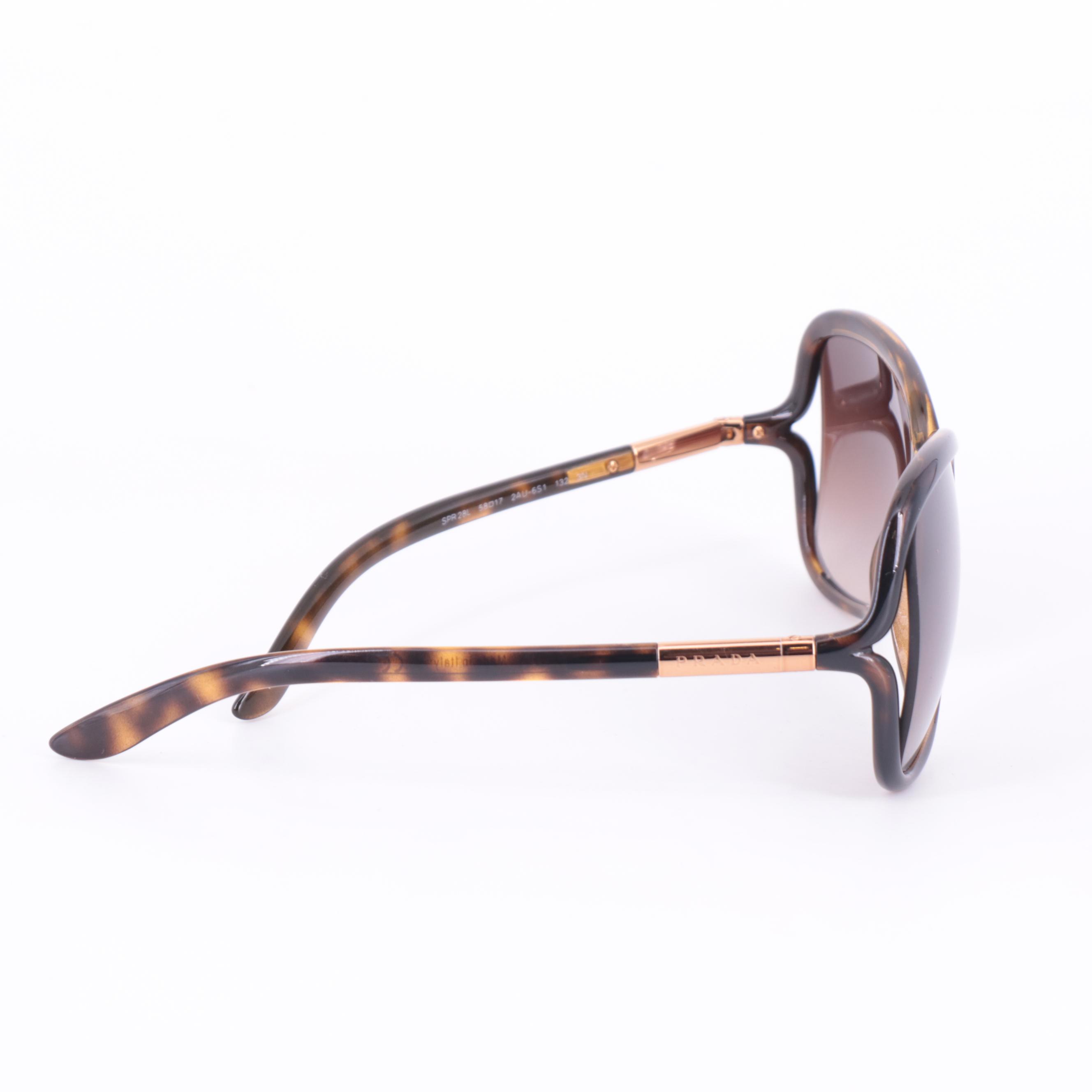 Prada SPR 28L Havana Oversized Square Sunglasses