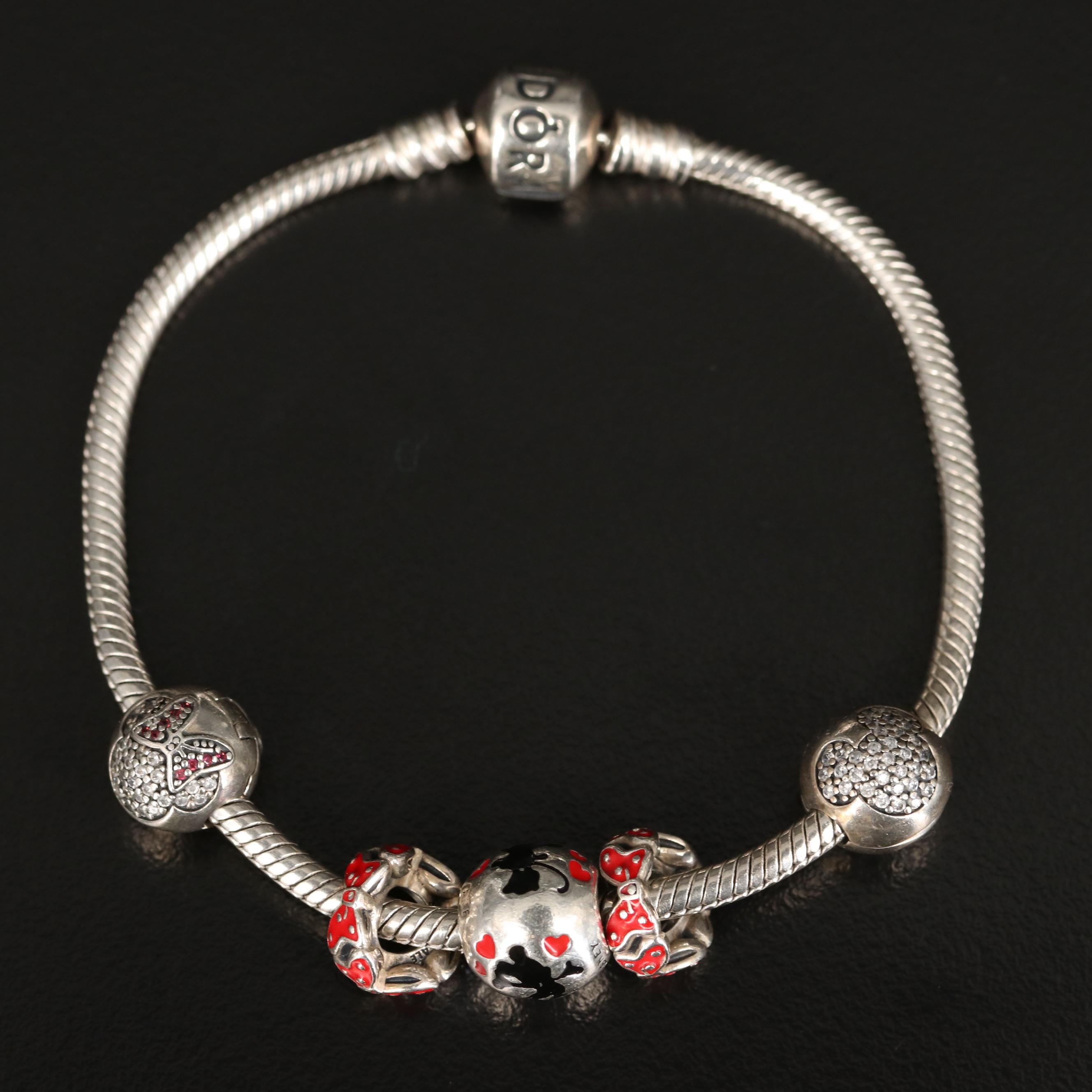 Pandora Bracelet and Charms Featuring Disney's Mickey and Minnie Mouse