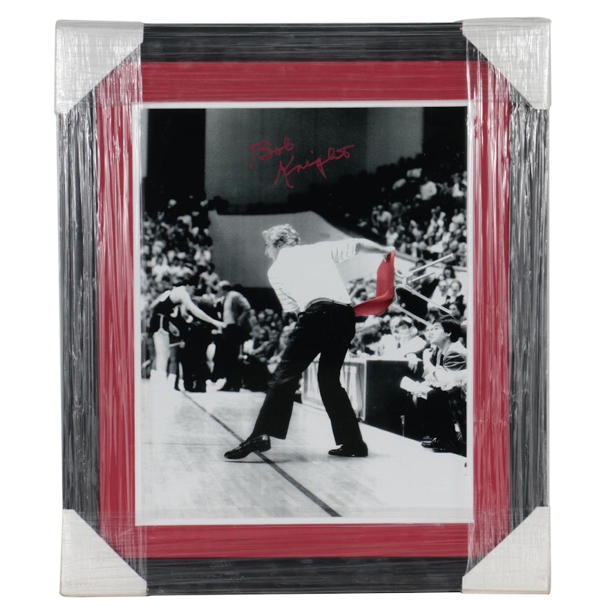 Bobby Knight Signed "Chair Throwing" Photo Print, COA