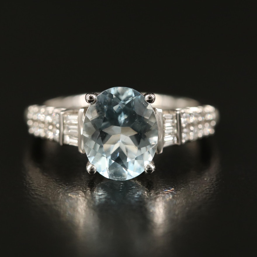 EFFY 14K Aquamarine and Diamond Ring with Openwork Heart Gallery