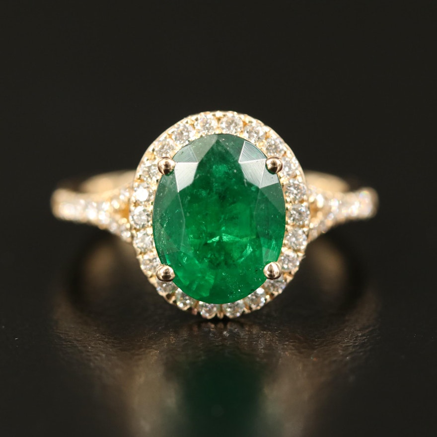 EFFY 14K 2.85 CT Emerald and Diamond Ring