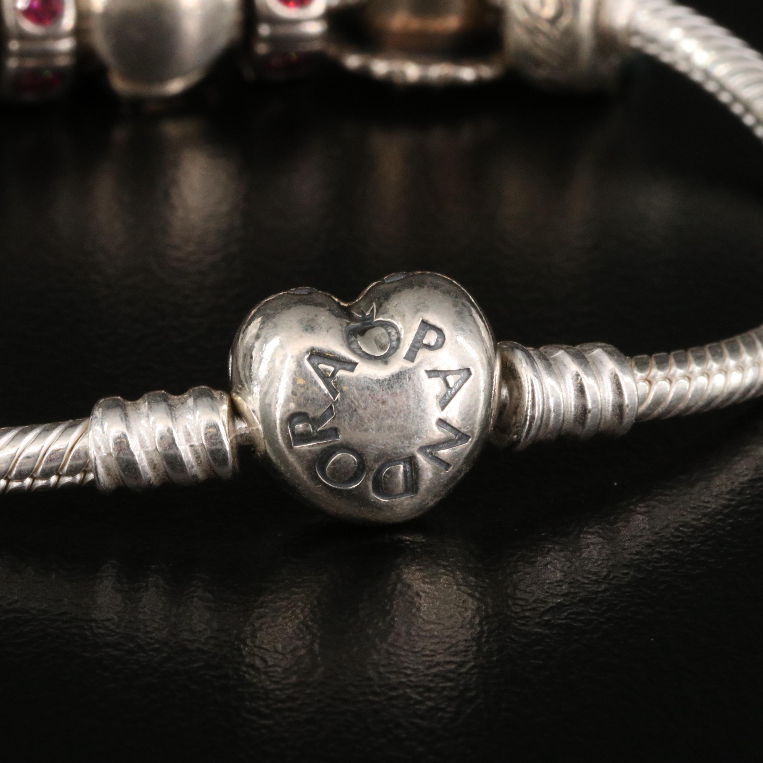 Pandora Sterling Silver Bracelet and Charms Featuring Disney's Snow White Dress