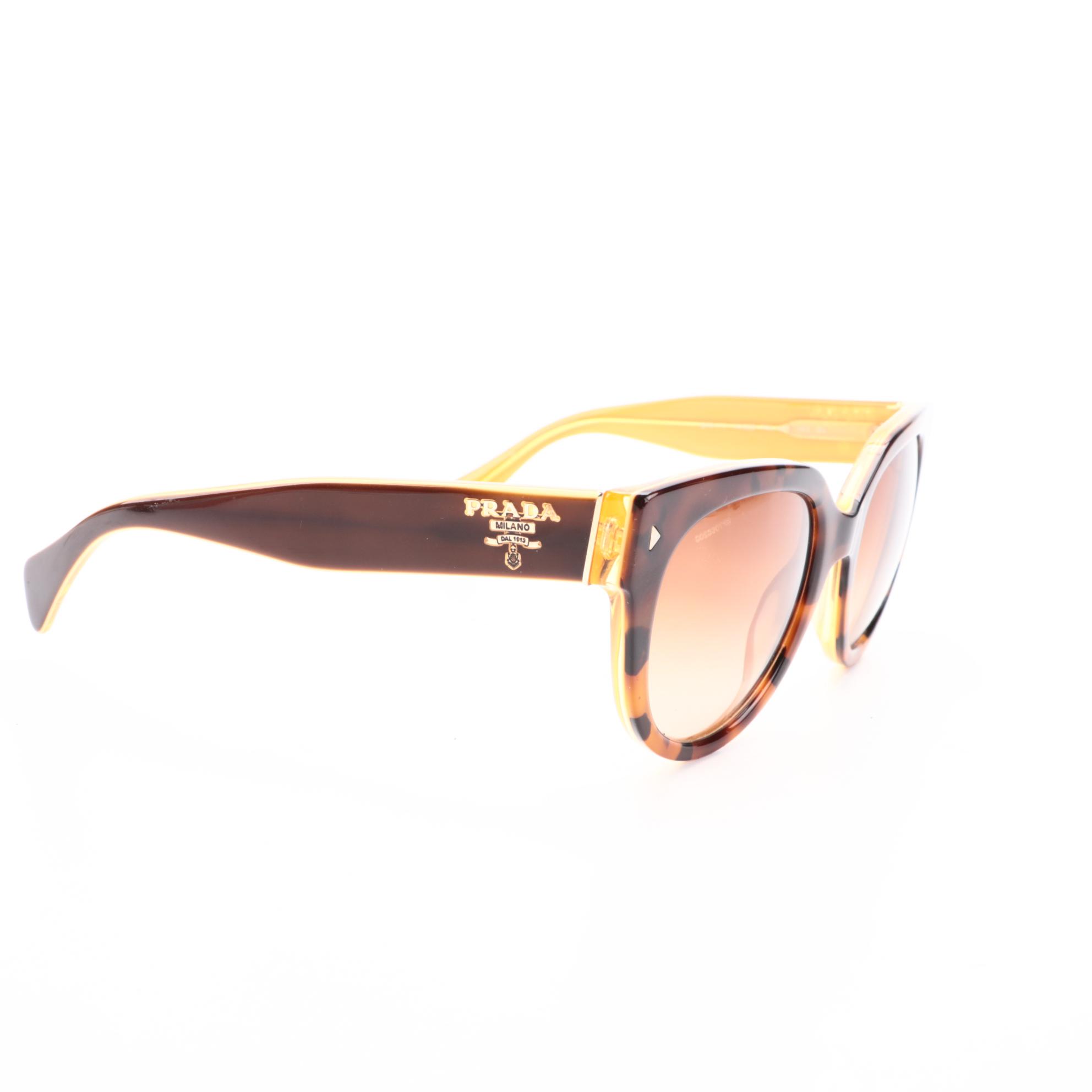 Prada SPR170 Havana Modified Cat Eye Sunglasses