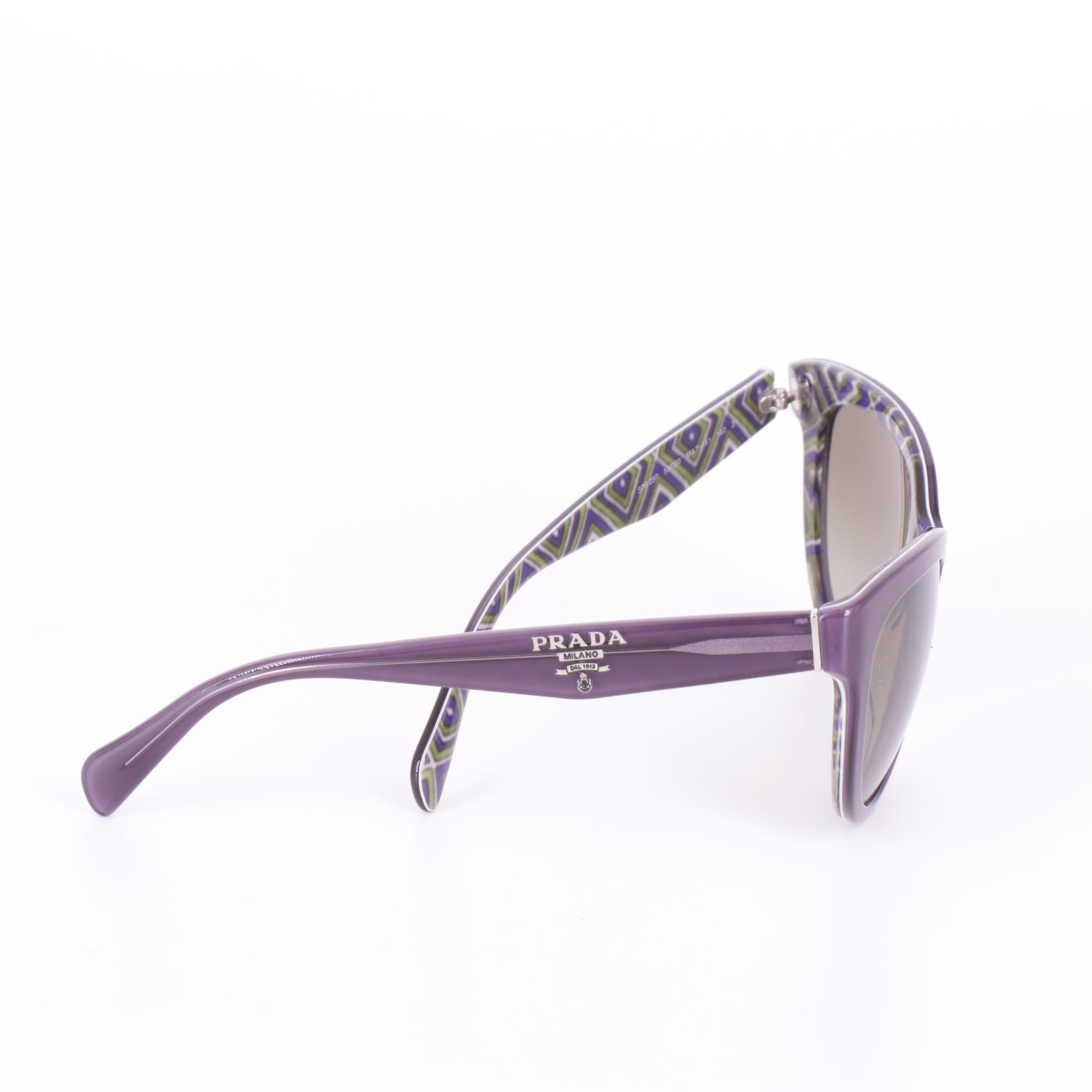 Prada SPR 05P Purple Modified Cat Eye Sunglasses