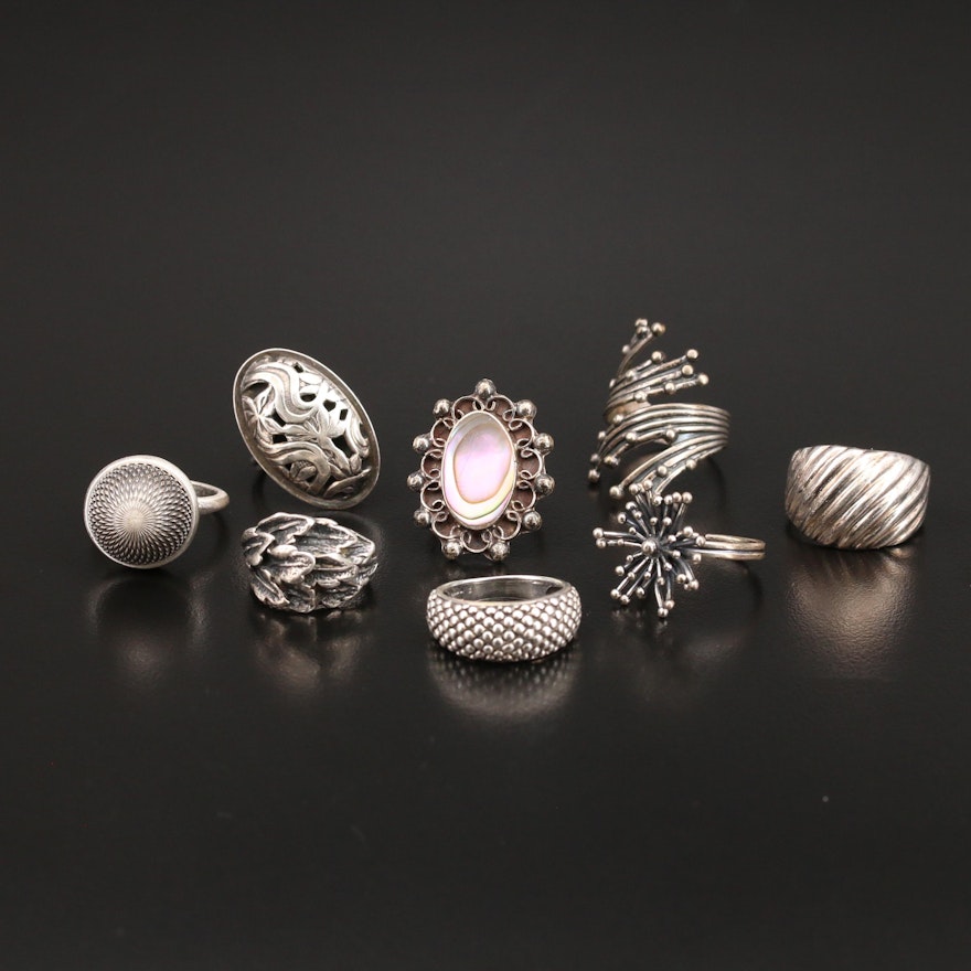 Sterling and 800 Silver Rings with Abalone