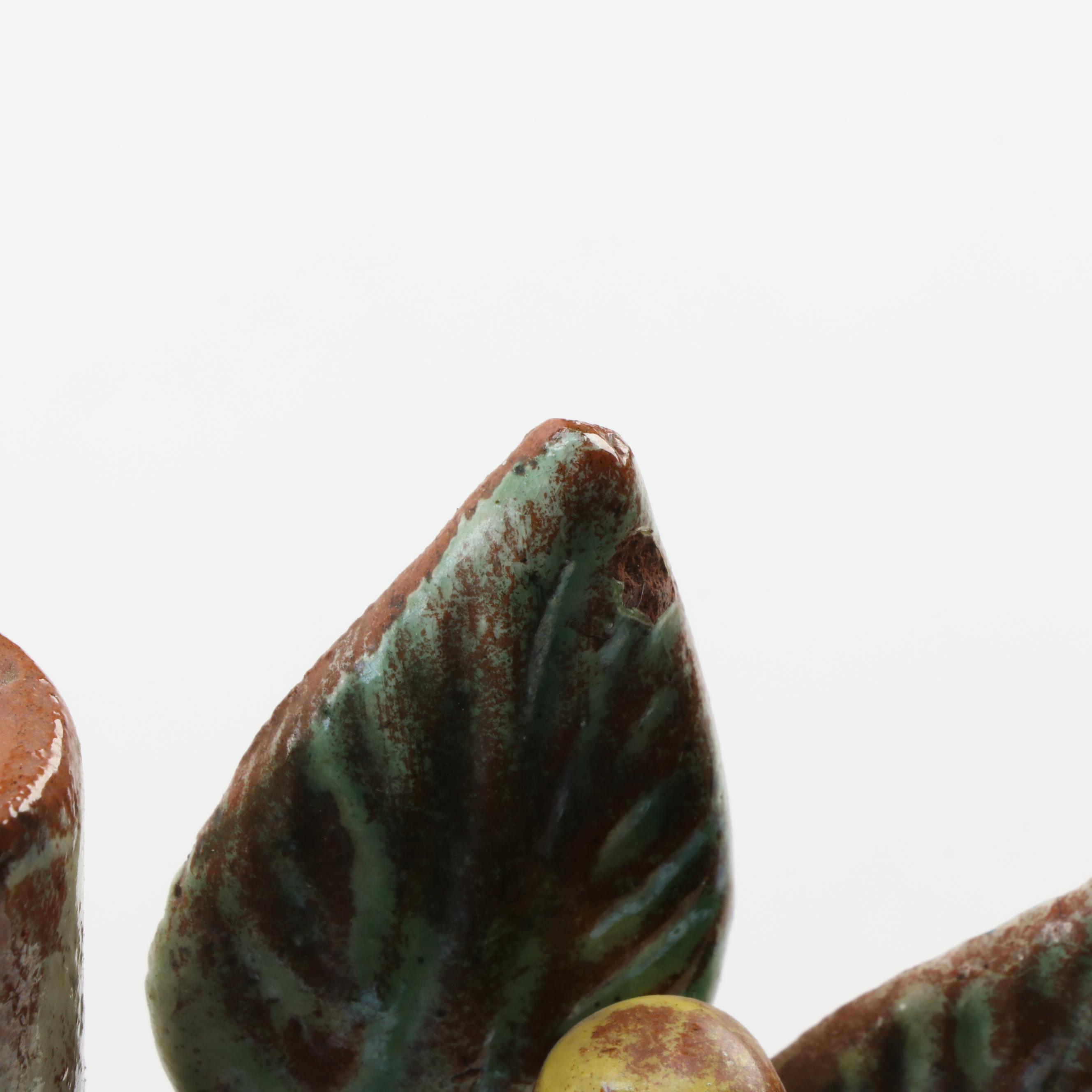 Mexican Folk Art "Tree of Life" Pottery Candlesticks, Mid-20th Century