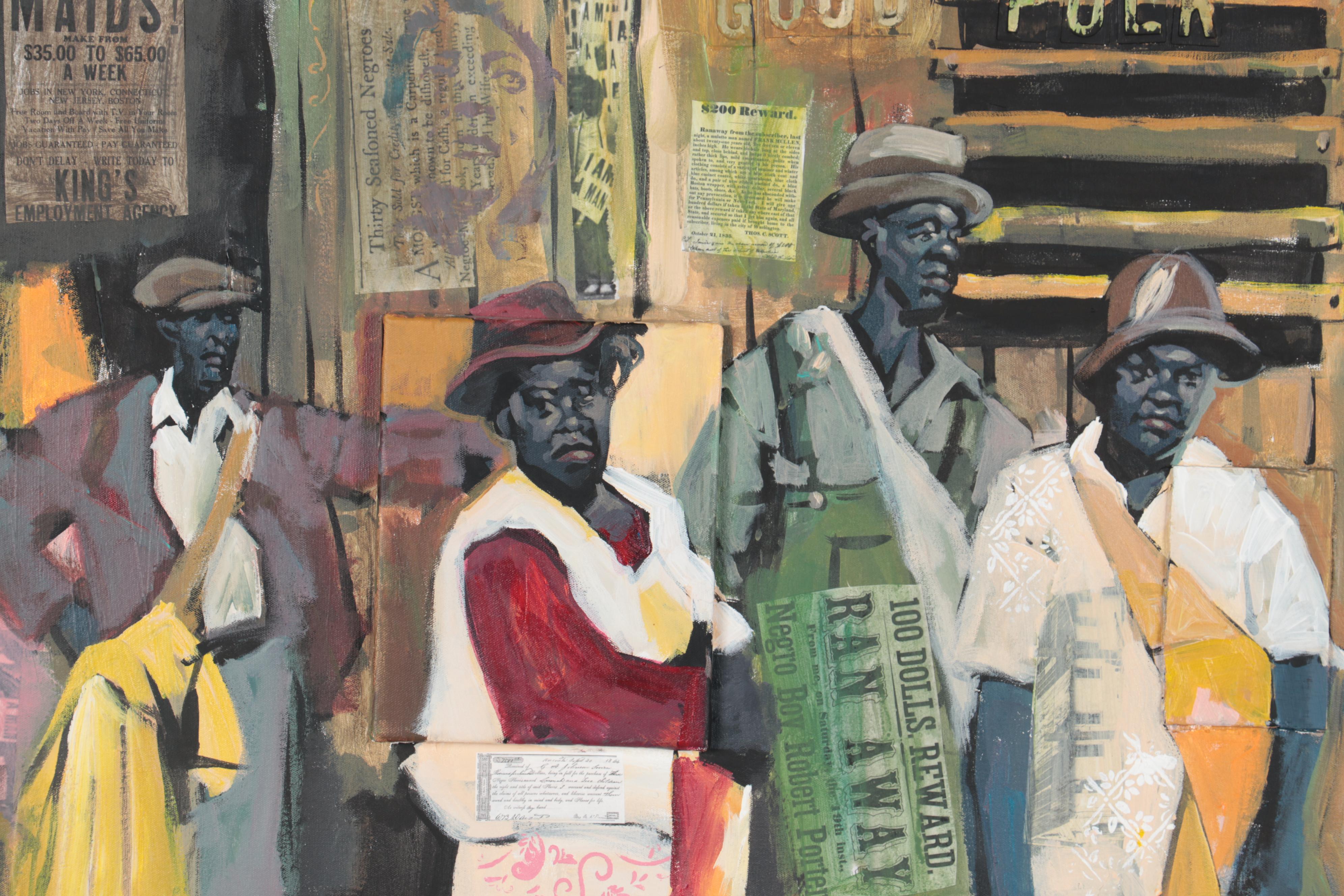 Charly Palmer African-American Figurative Mixed Media Painting "Good Folk"