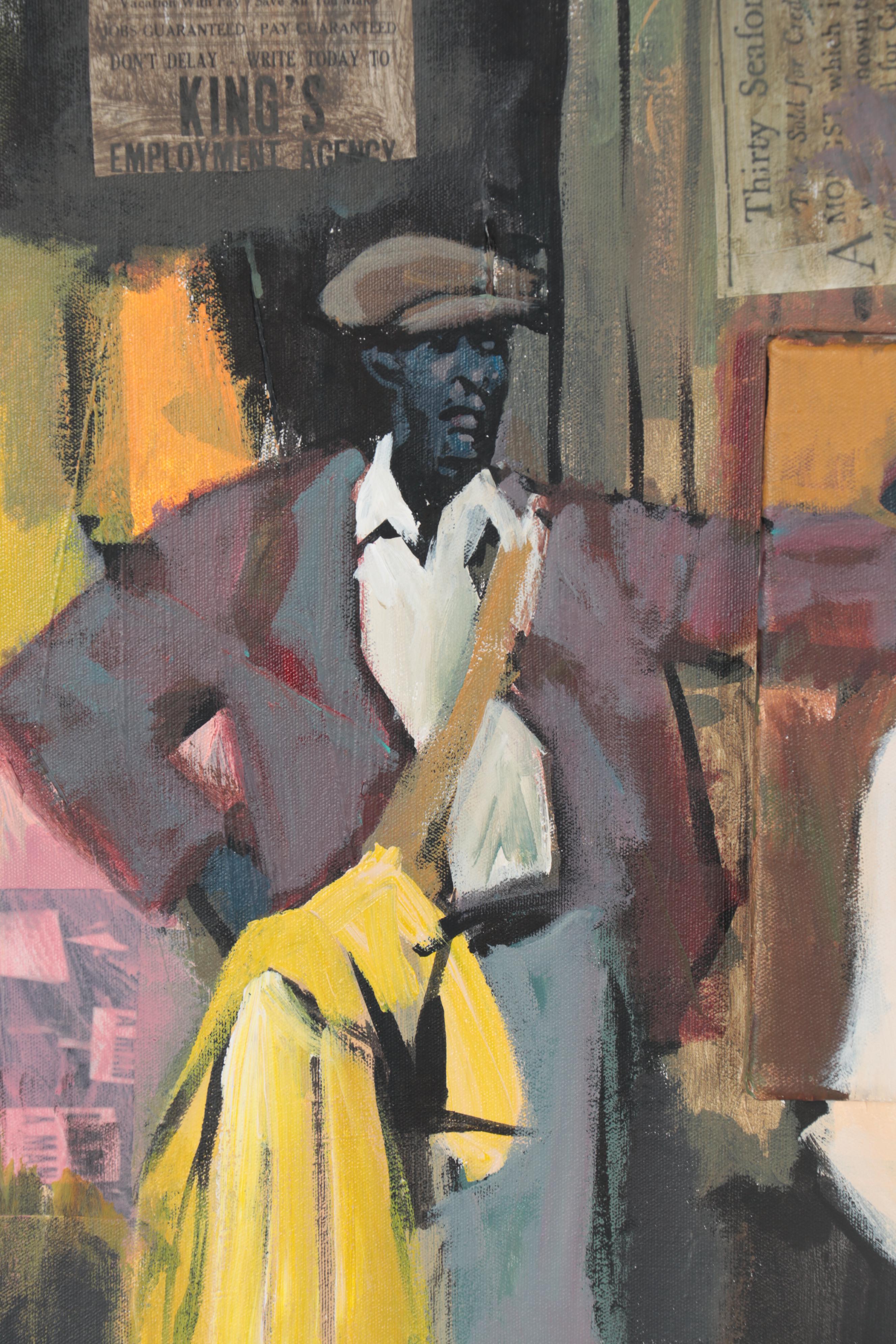 Charly Palmer African-American Figurative Mixed Media Painting "Good Folk"