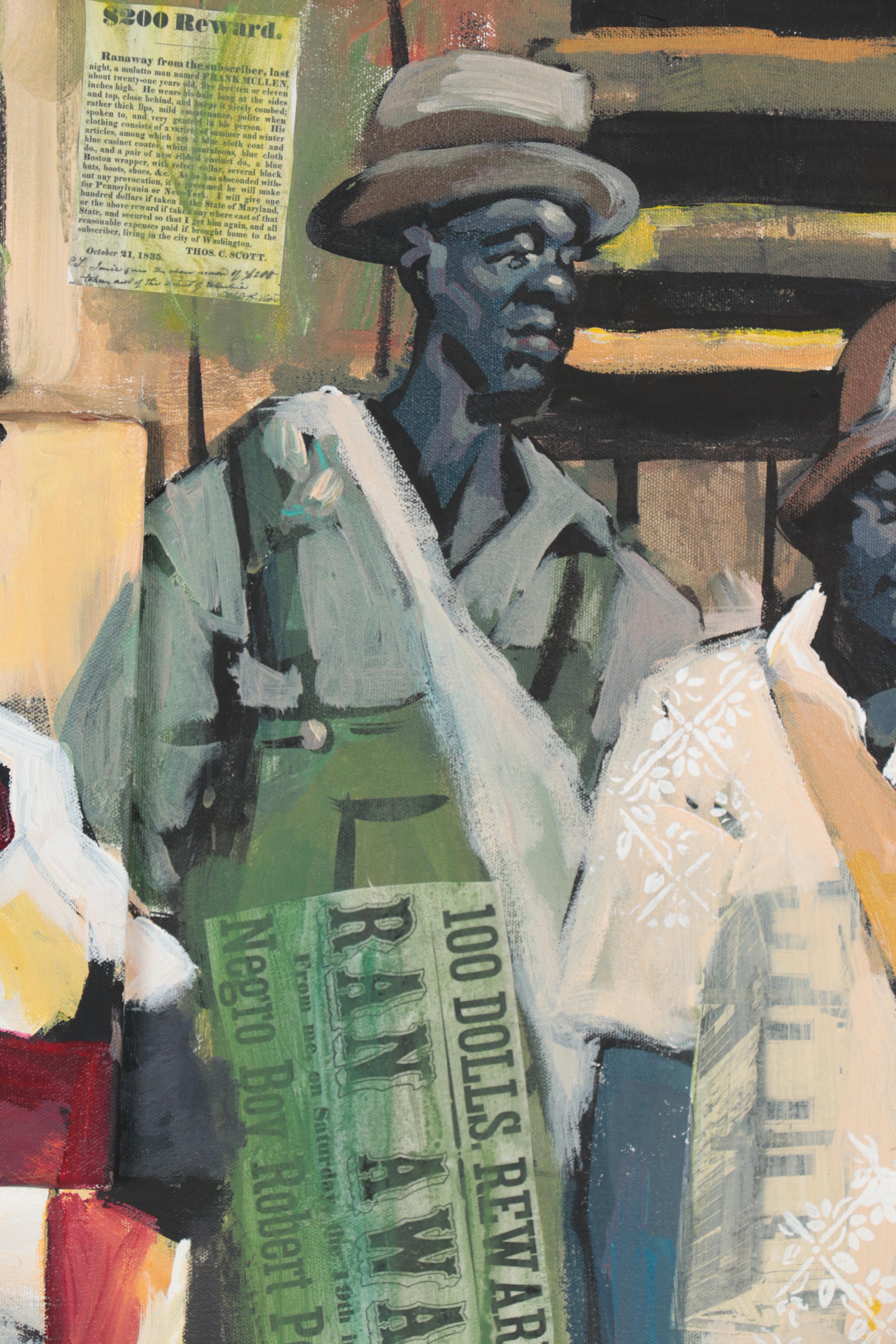 Charly Palmer African-American Figurative Mixed Media Painting "Good Folk"