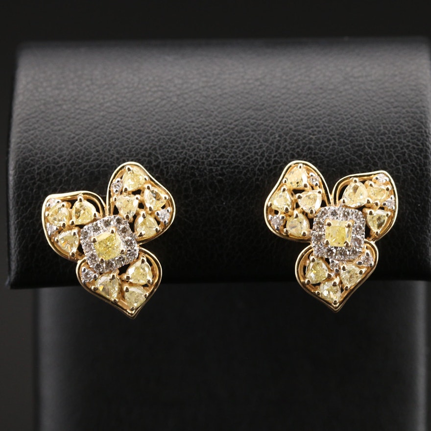 18K 2.85 CTW Diamond Flower Earrings