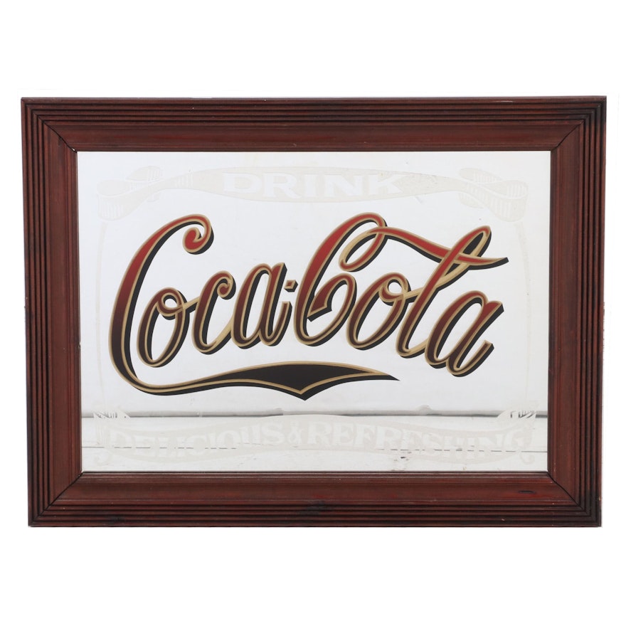 "Drink Coca-Cola" Reverse-Decorated Mirror, Late 20th Century