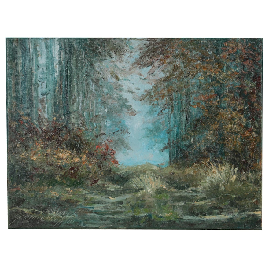 Garncarek Aleksander Landscape Oil Painting "W Lesie (In the Forest)," 2021