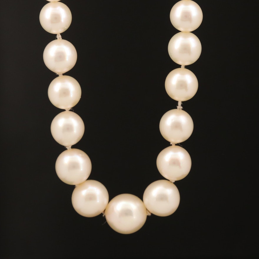 Graduated Akoya Pearl Necklace with 14K Pearl Shortener and GIA Report