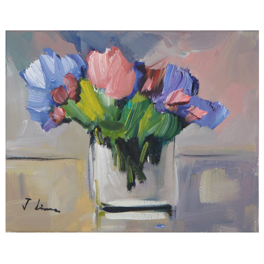 José M. Lima Floral Still Life Oil Painting, 2021