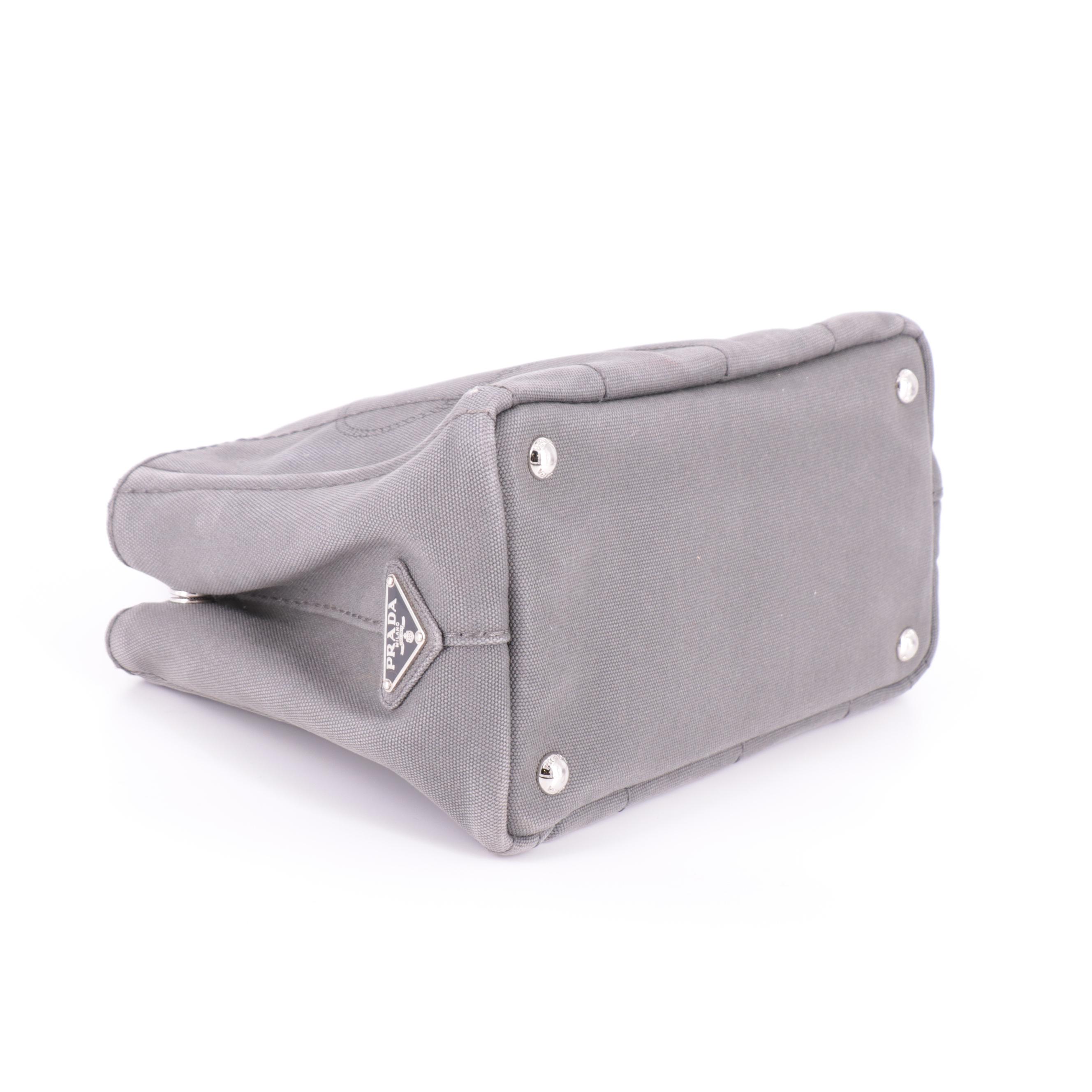 Prada Canapa Small Tote Bag in Grey Canvas