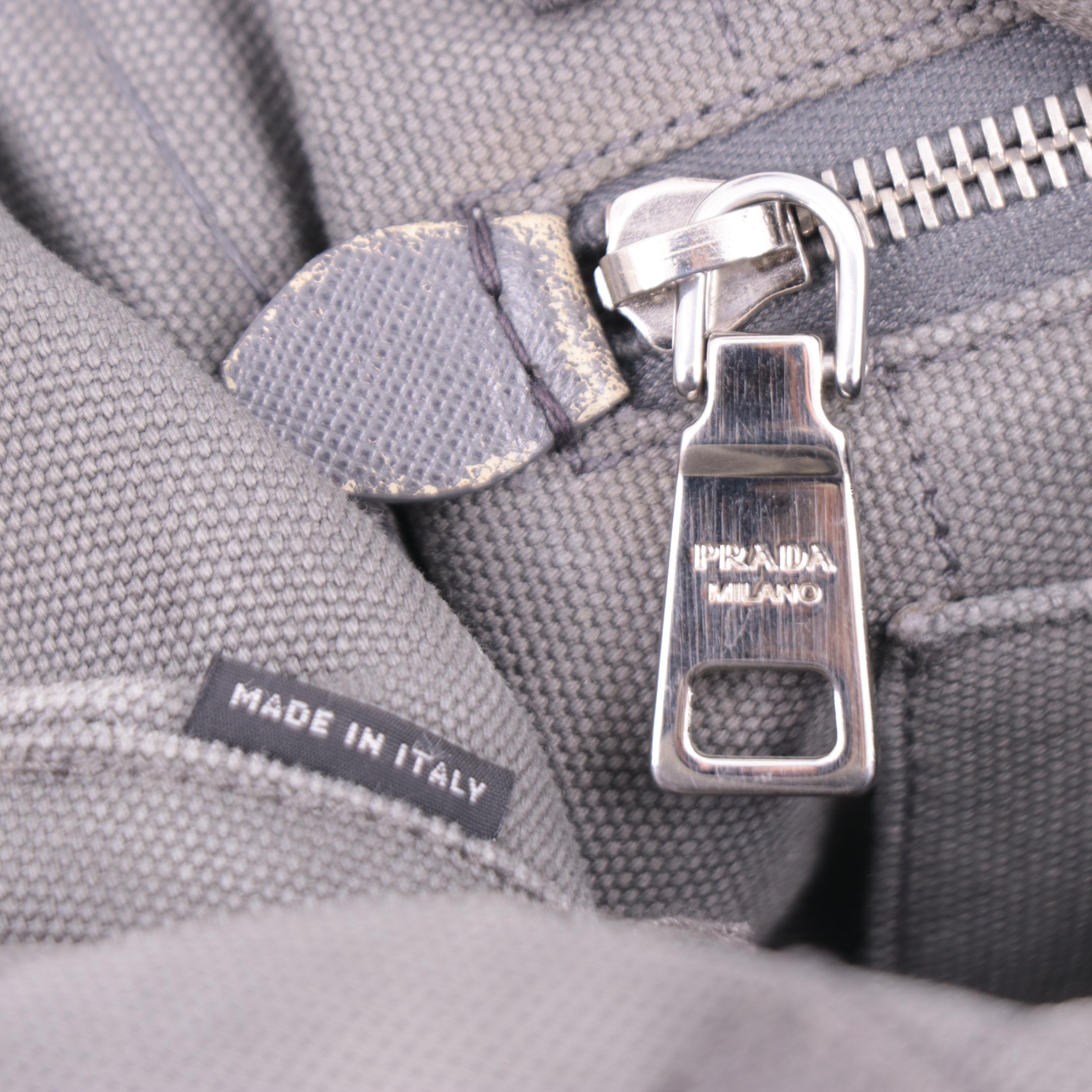 Prada Canapa Small Tote Bag in Grey Canvas