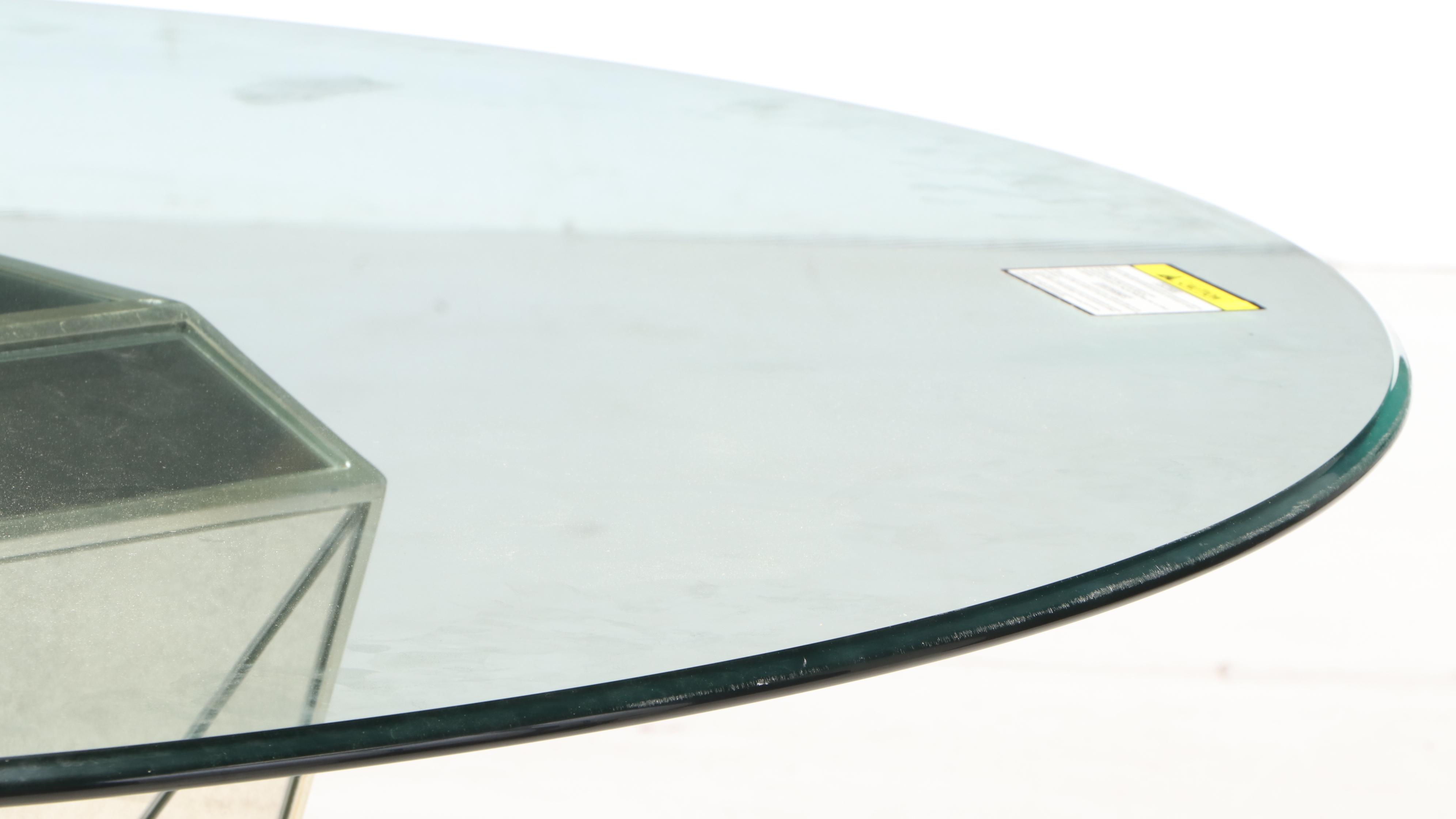 Bassett Mirror Co. "Borghese" Silver-Gilt, Mirrored, and Glass Top Dining Table