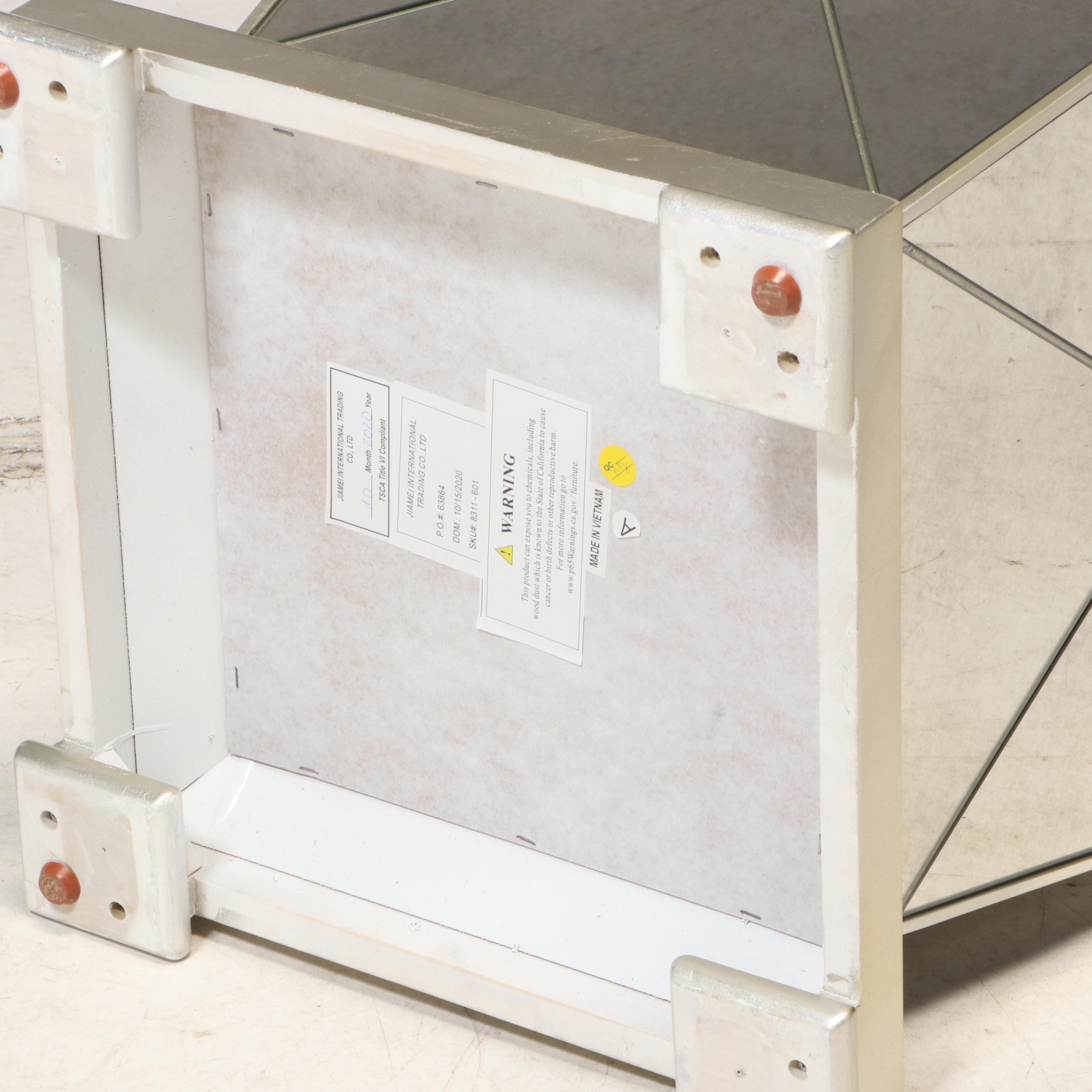 Bassett Mirror Co. "Borghese" Silver-Gilt, Mirrored, and Glass Top Dining Table