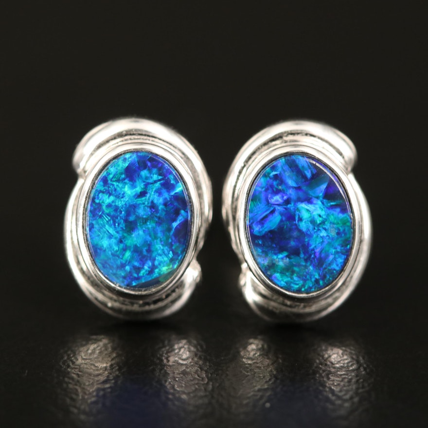 14K Opal Doublet Stud Earrings