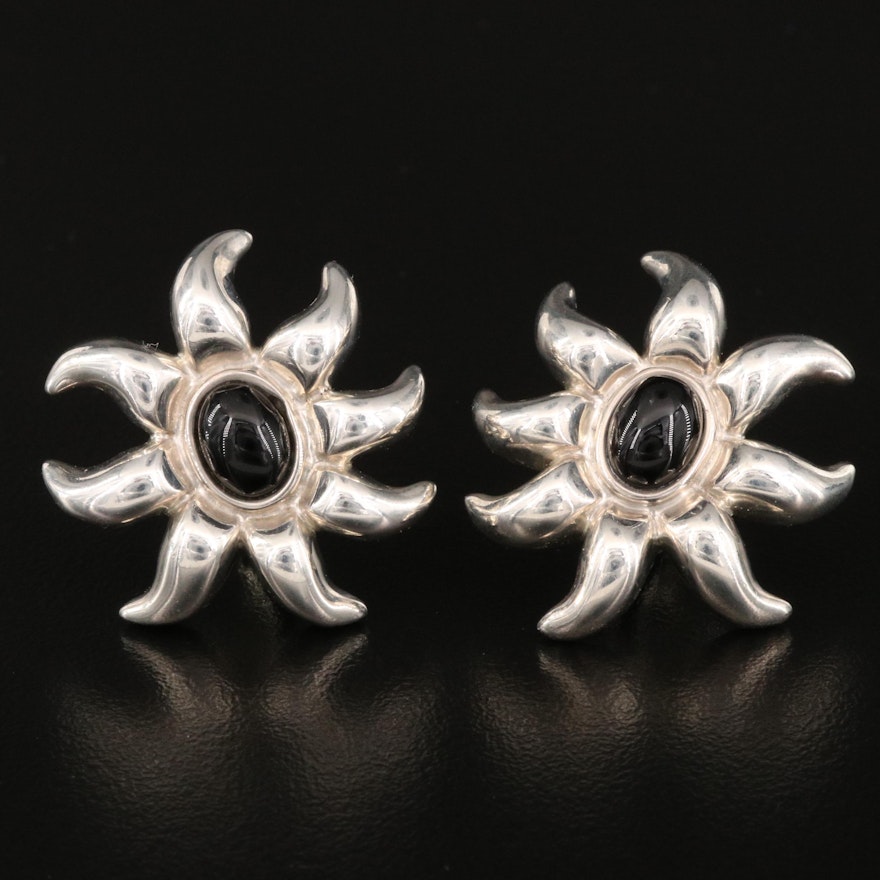 1987 Tiffany & Co. "Fireworks" Sterling Black Onyx Earrings