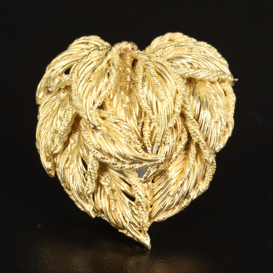 Italian 18K Foliate Brooch