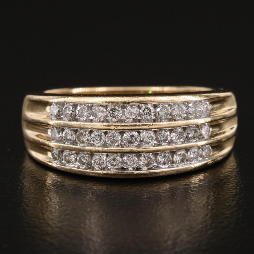 14K Diamond Multi-Row Band