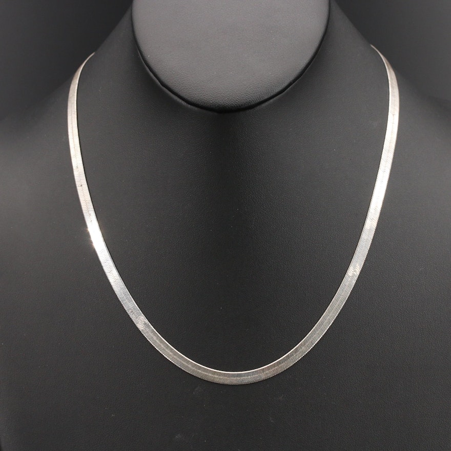 Italian Sterling Herringbone Chain Necklace