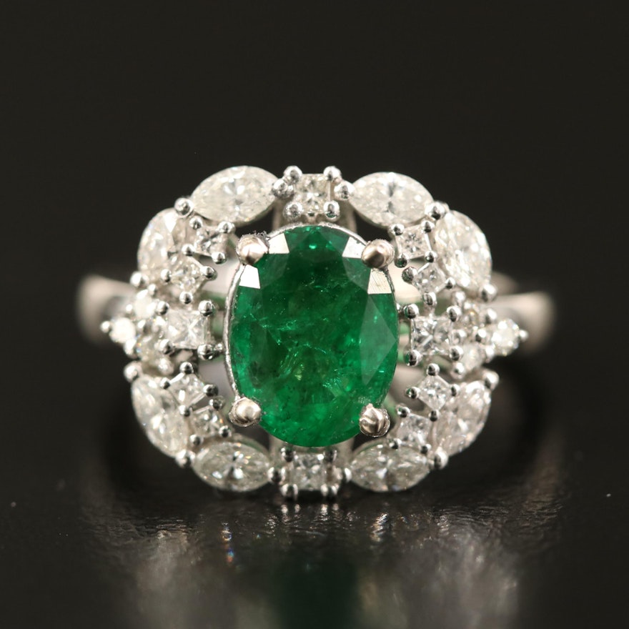 14K 1.74 CT Emerald and Diamond Ring