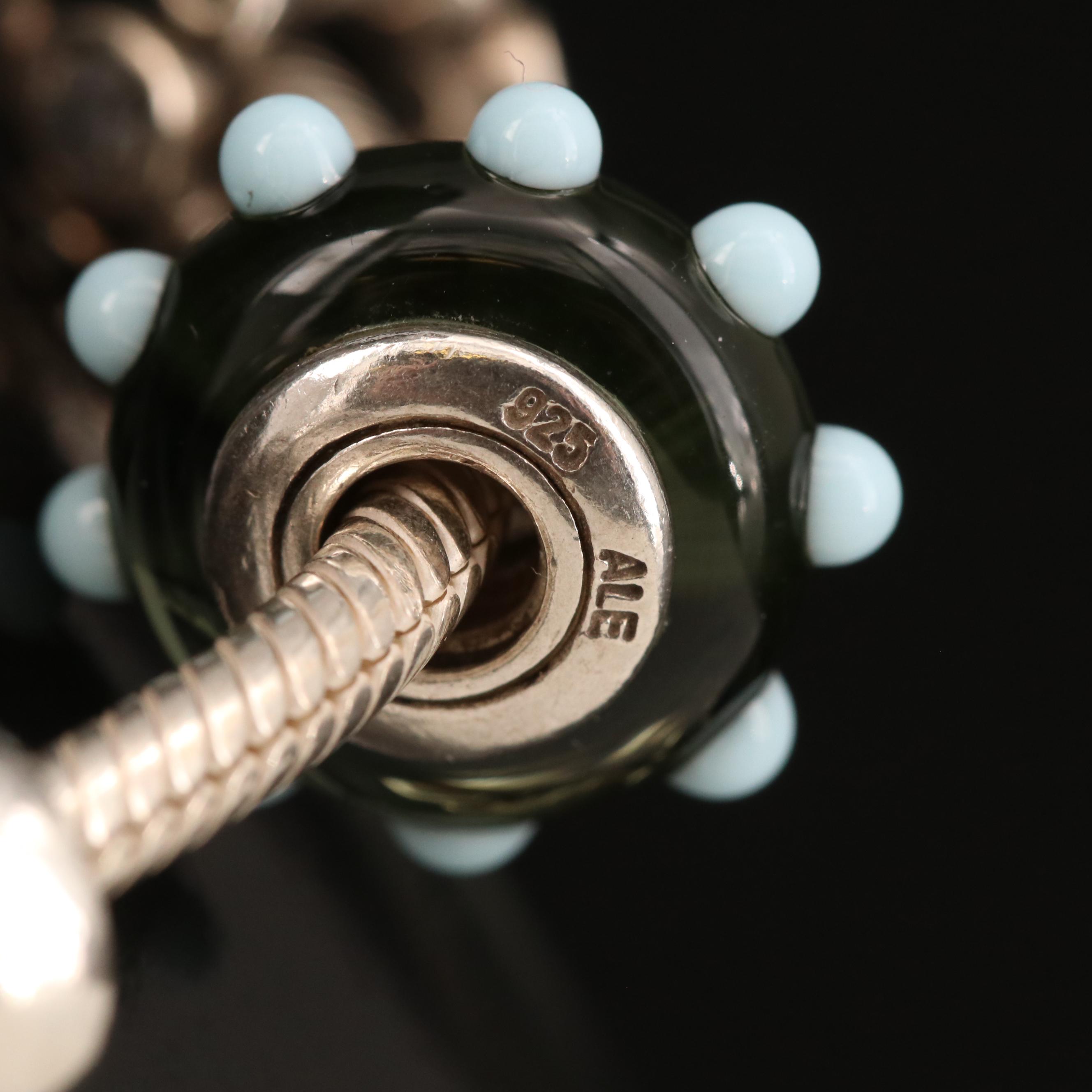 Pandora Sterling Charm Bracelet Including Graduation Cap Charm