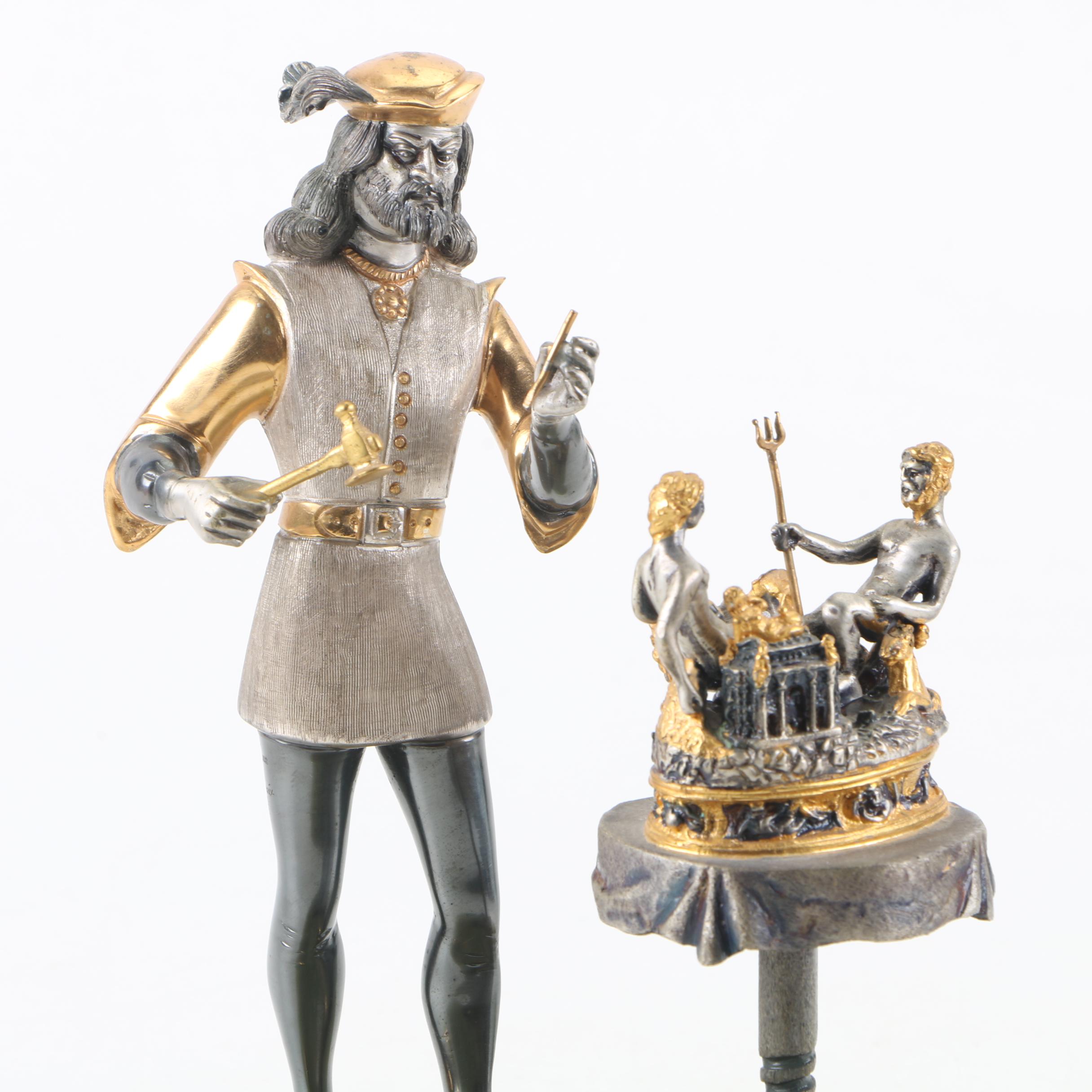 Anna Danesin Bronze Figurine of Cellini Creating the Salt Cellar of Francis I