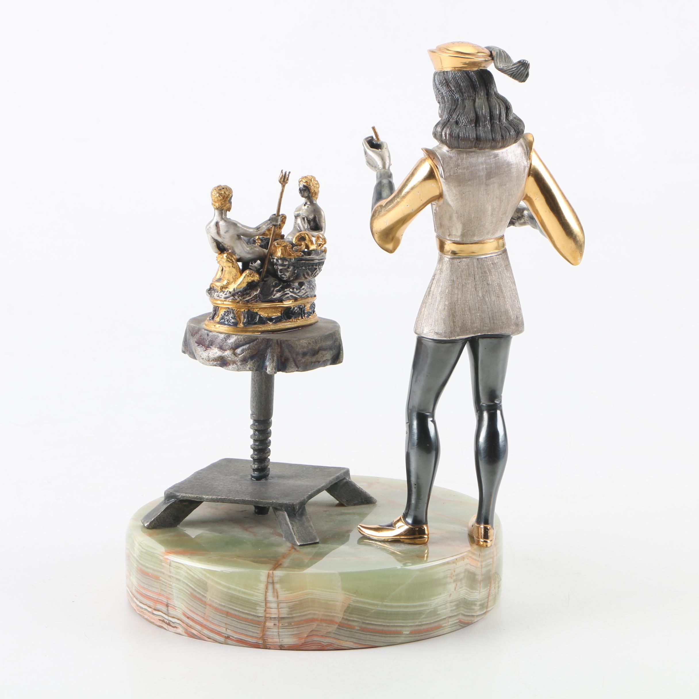 Anna Danesin Bronze Figurine of Cellini Creating the Salt Cellar of Francis I