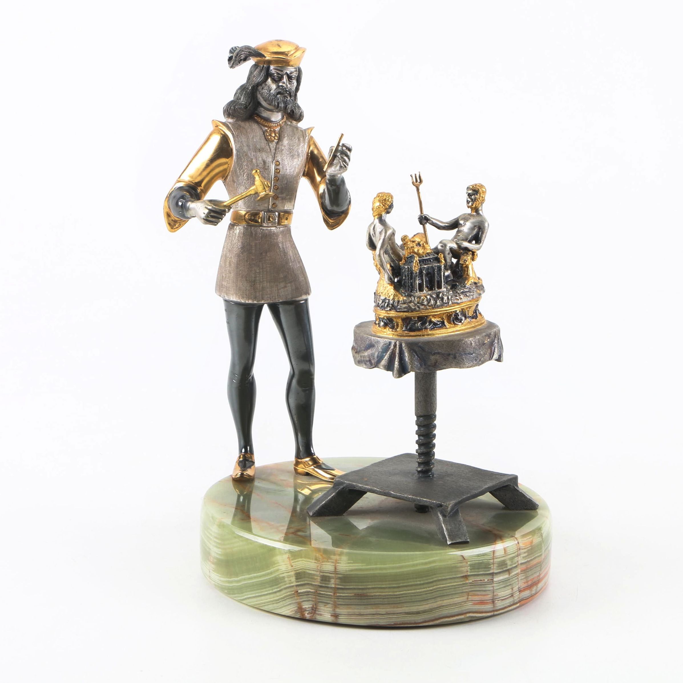 Anna Danesin Bronze Figurine of Cellini Creating the Salt Cellar of Francis I