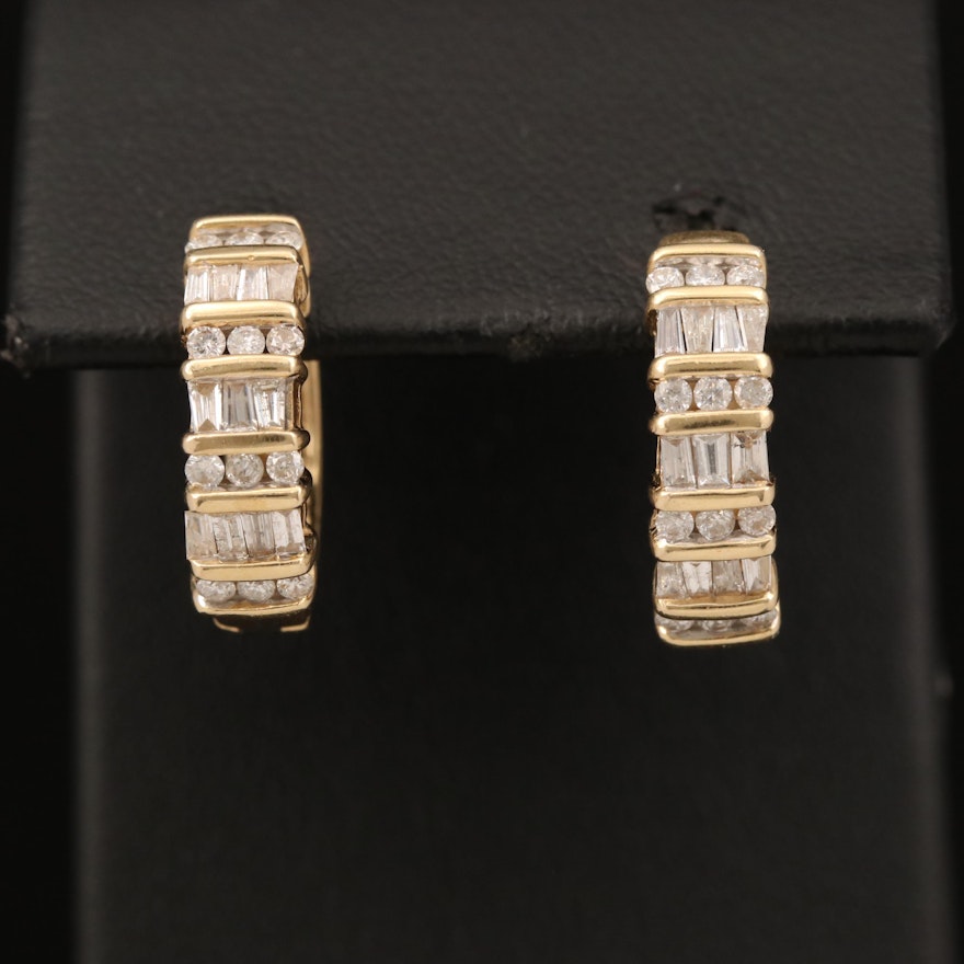 14K Diamond Hoop Earrings