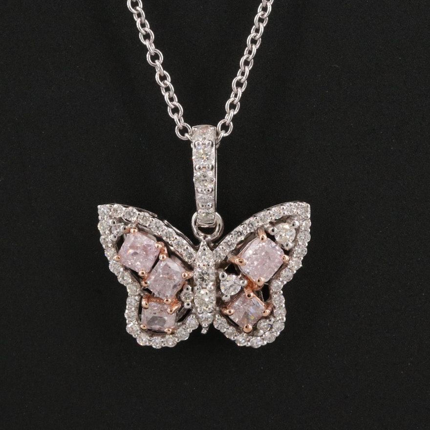 18K Diamond Butterfly Pendant Necklace