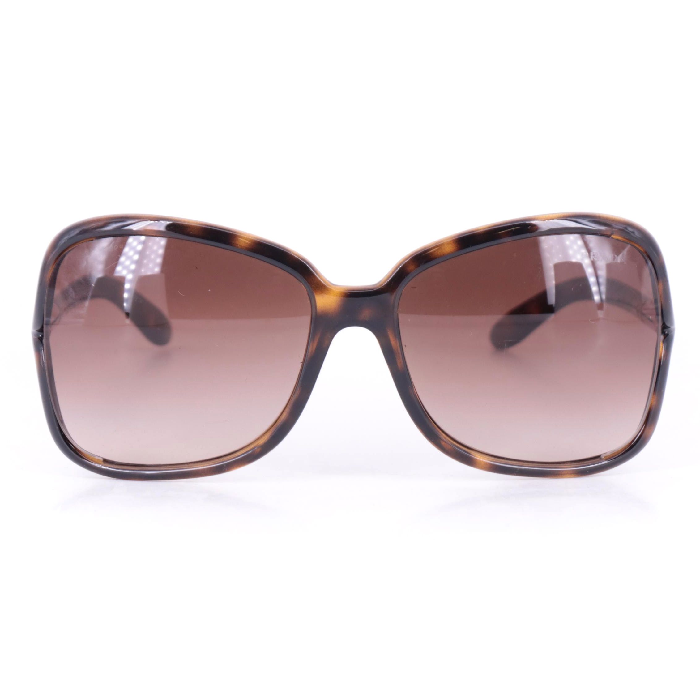Prada SPR 28L Havana Oversized Square Sunglasses