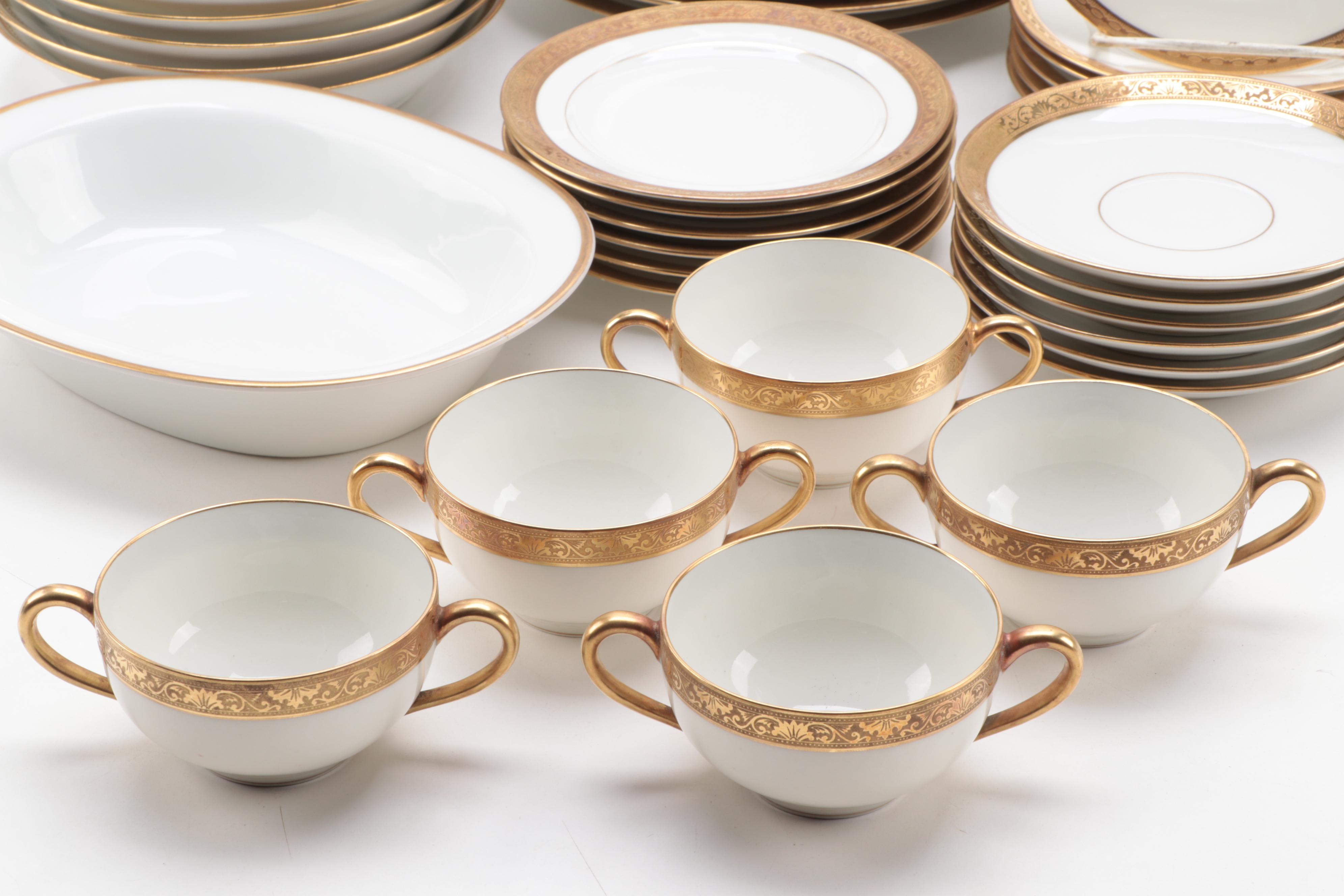 Haviland and Other Gilt Rimmed Porcelain Dinnerware, Early to Mid-20th Century