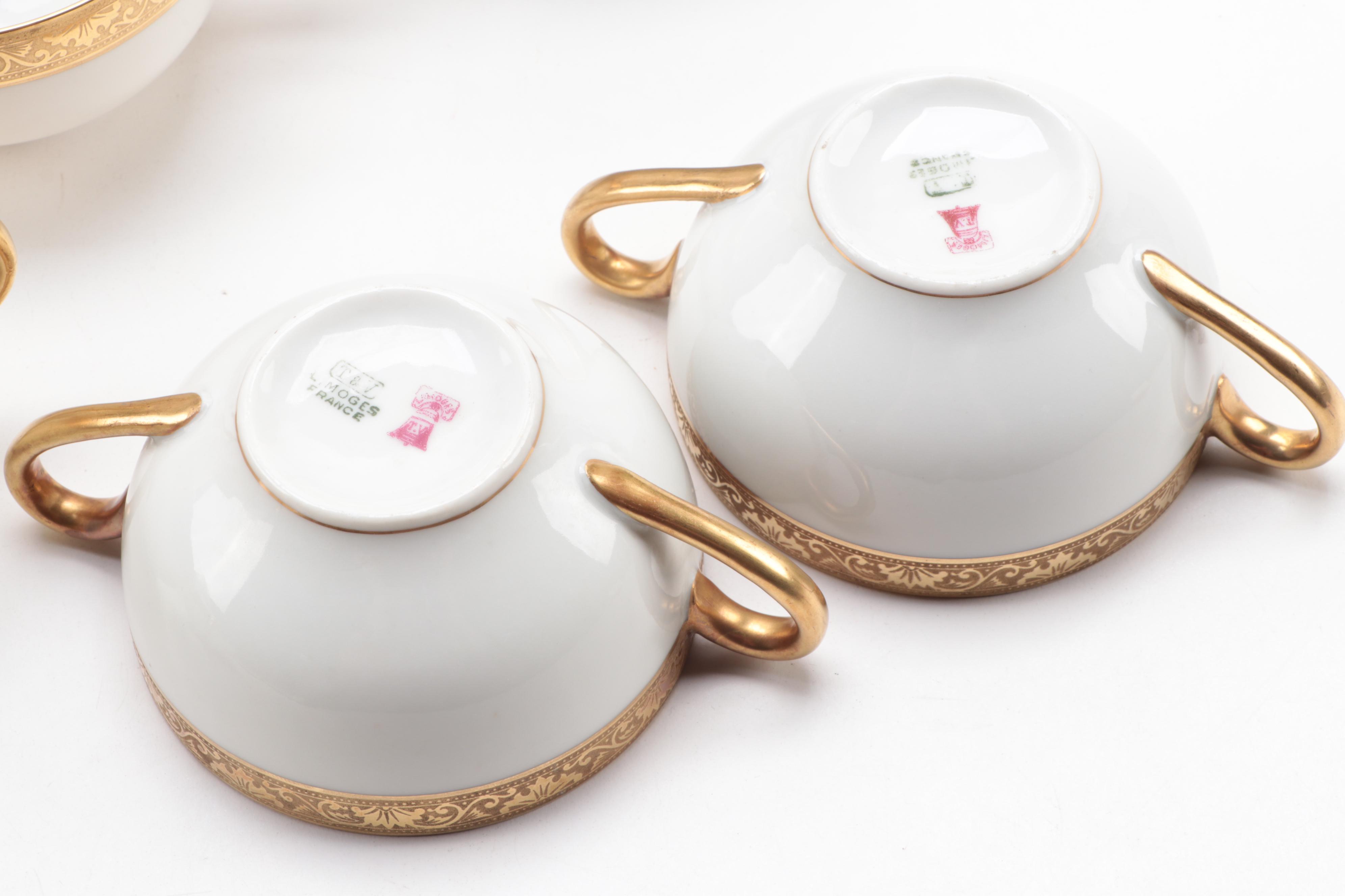 Haviland and Other Gilt Rimmed Porcelain Dinnerware, Early to Mid-20th Century