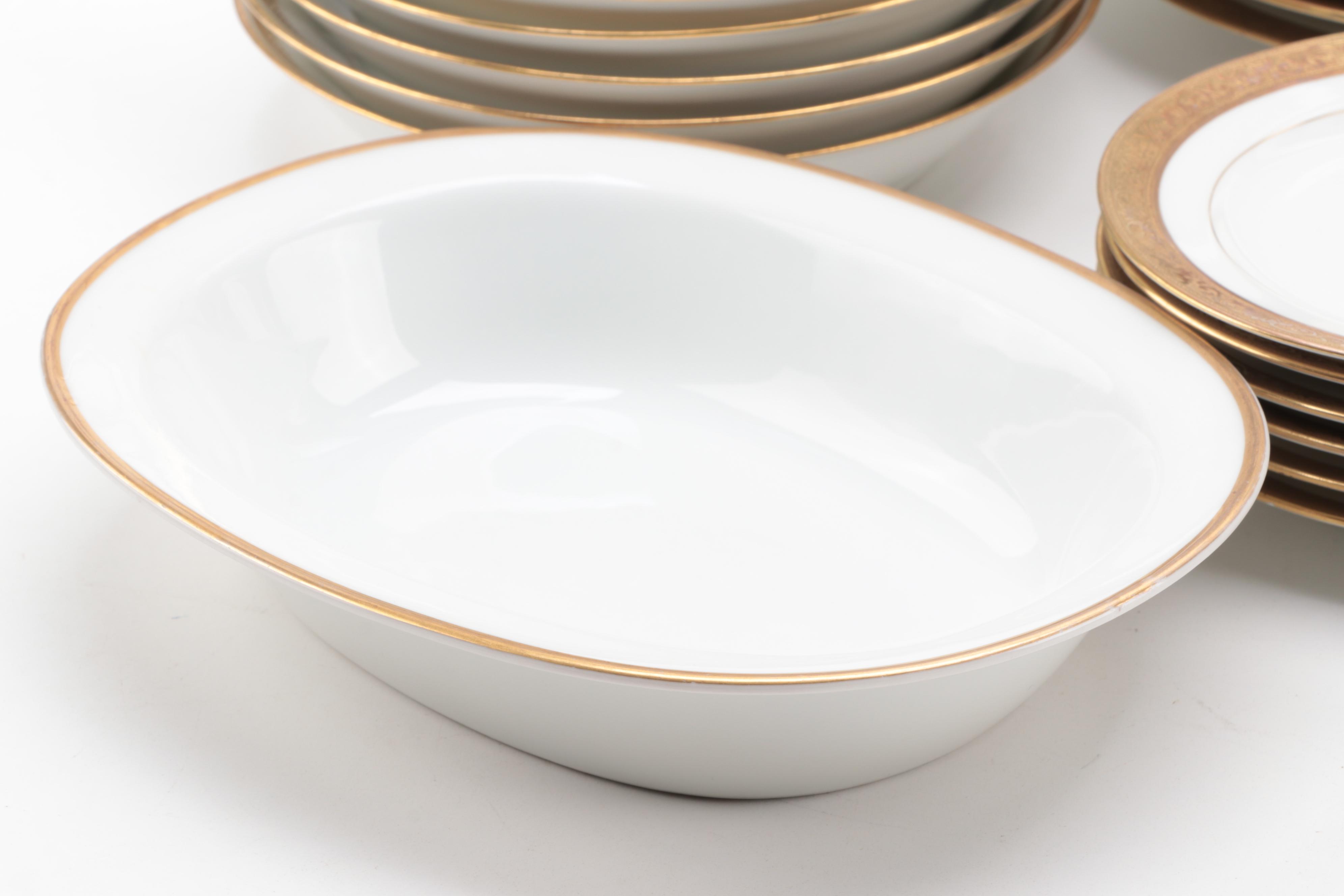 Haviland and Other Gilt Rimmed Porcelain Dinnerware, Early to Mid-20th Century