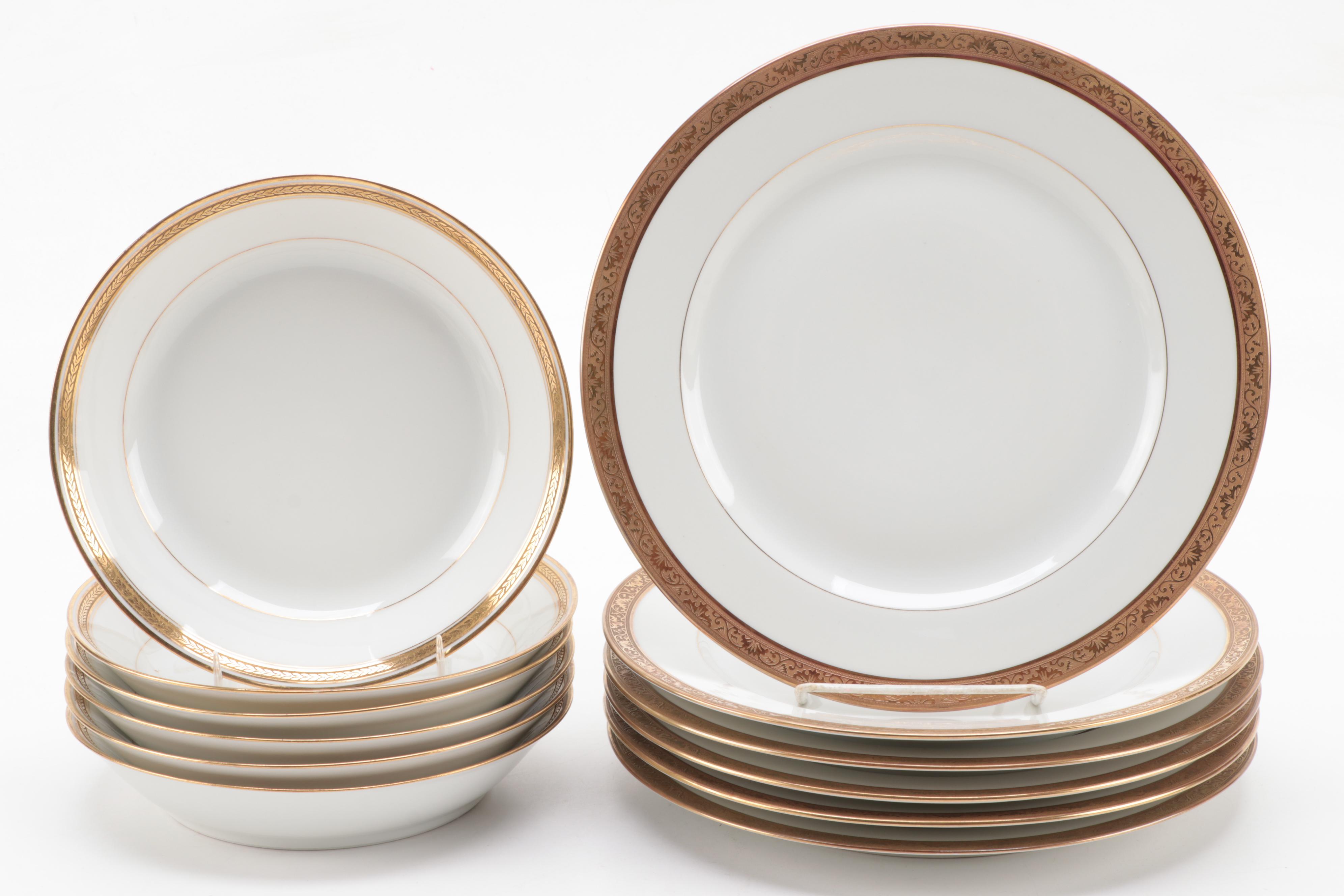 Haviland and Other Gilt Rimmed Porcelain Dinnerware, Early to Mid-20th Century