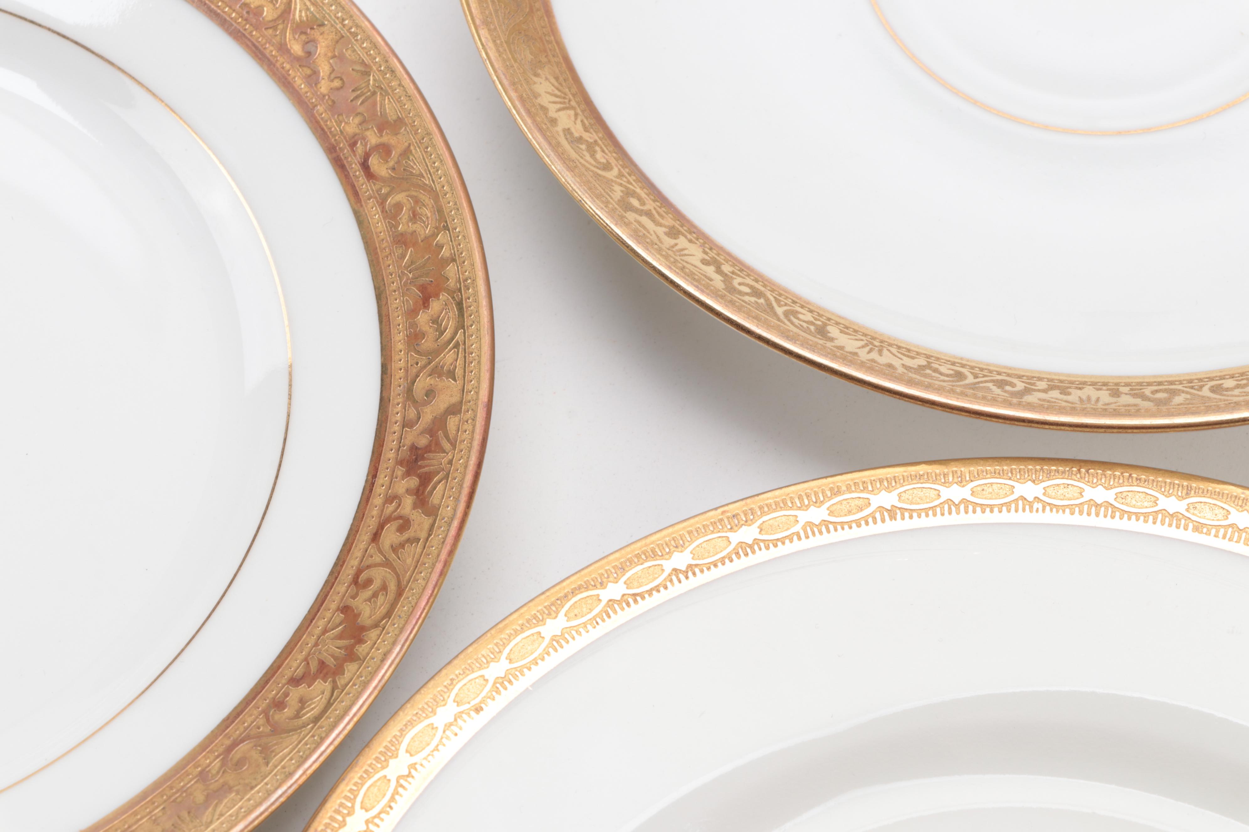 Haviland and Other Gilt Rimmed Porcelain Dinnerware, Early to Mid-20th Century