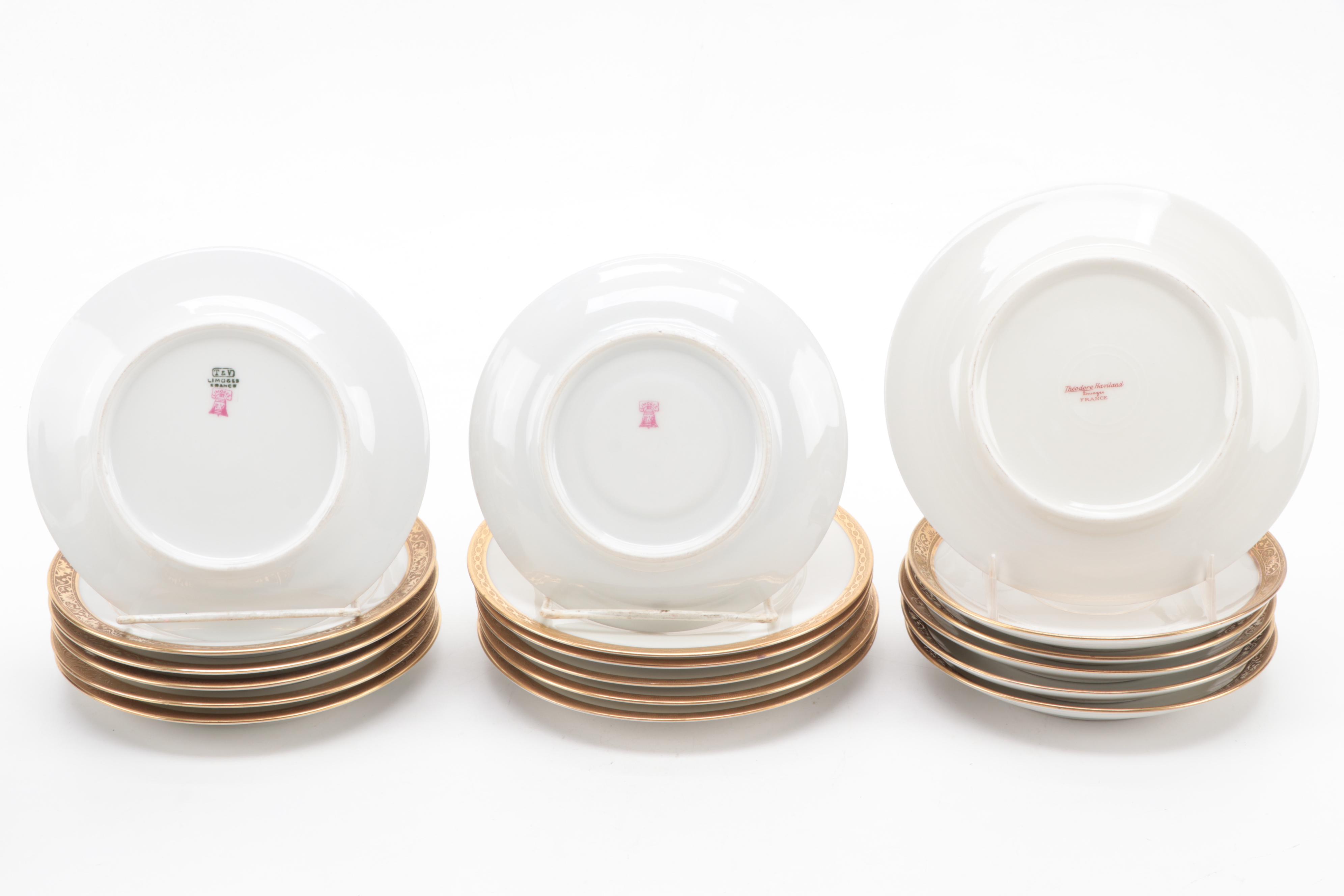 Haviland and Other Gilt Rimmed Porcelain Dinnerware, Early to Mid-20th Century