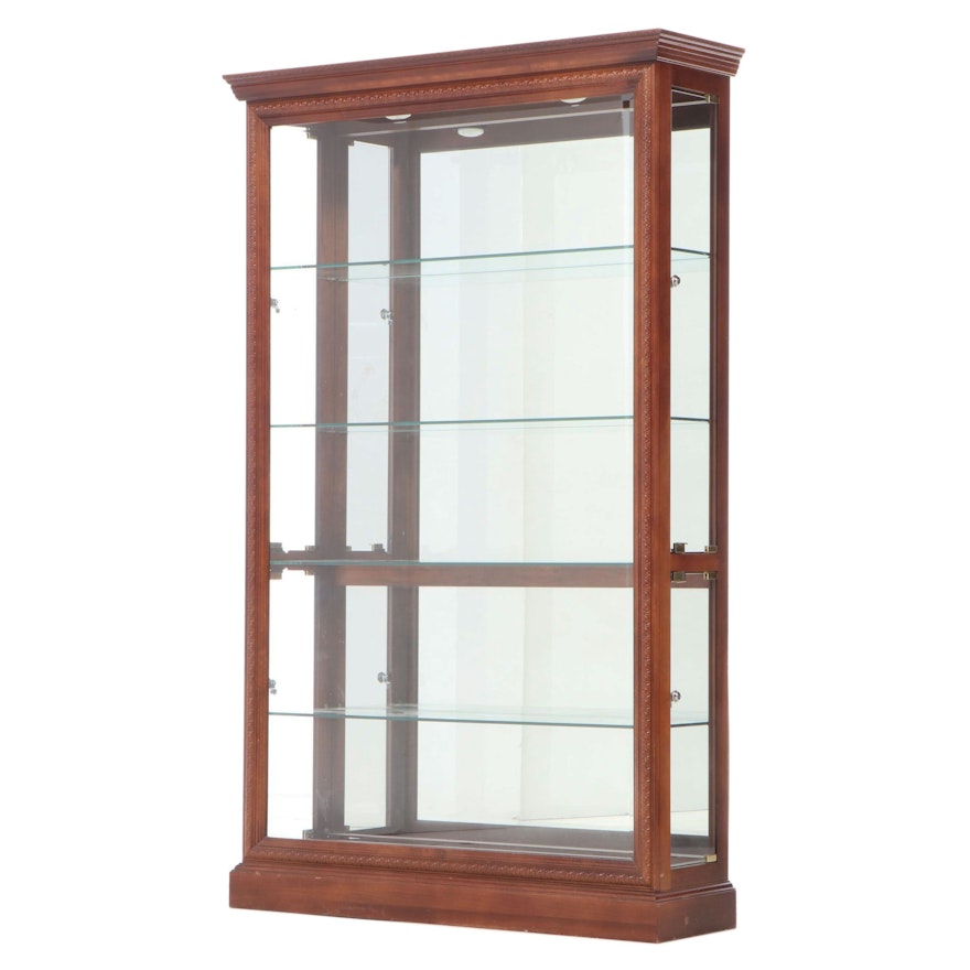 Federal Style Mahogany-Finish and Glass Illuminated Side-Open Cabinet