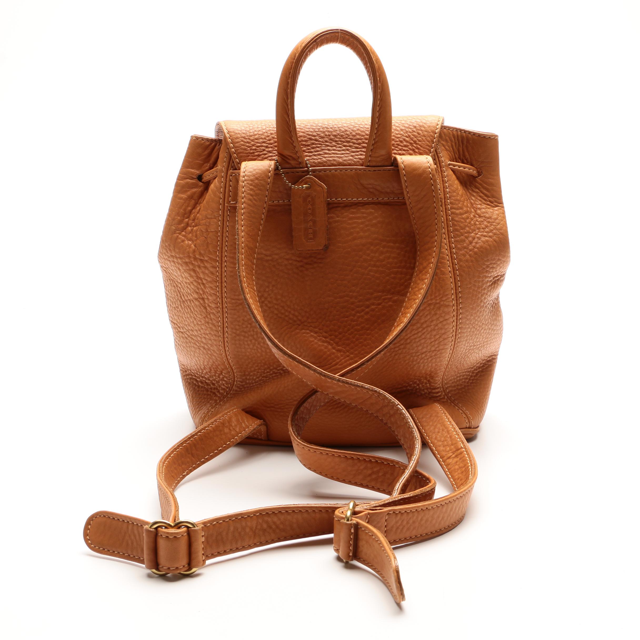 Coach Sonoma Drawstring Backpack in Tan Pebble Grain Leather