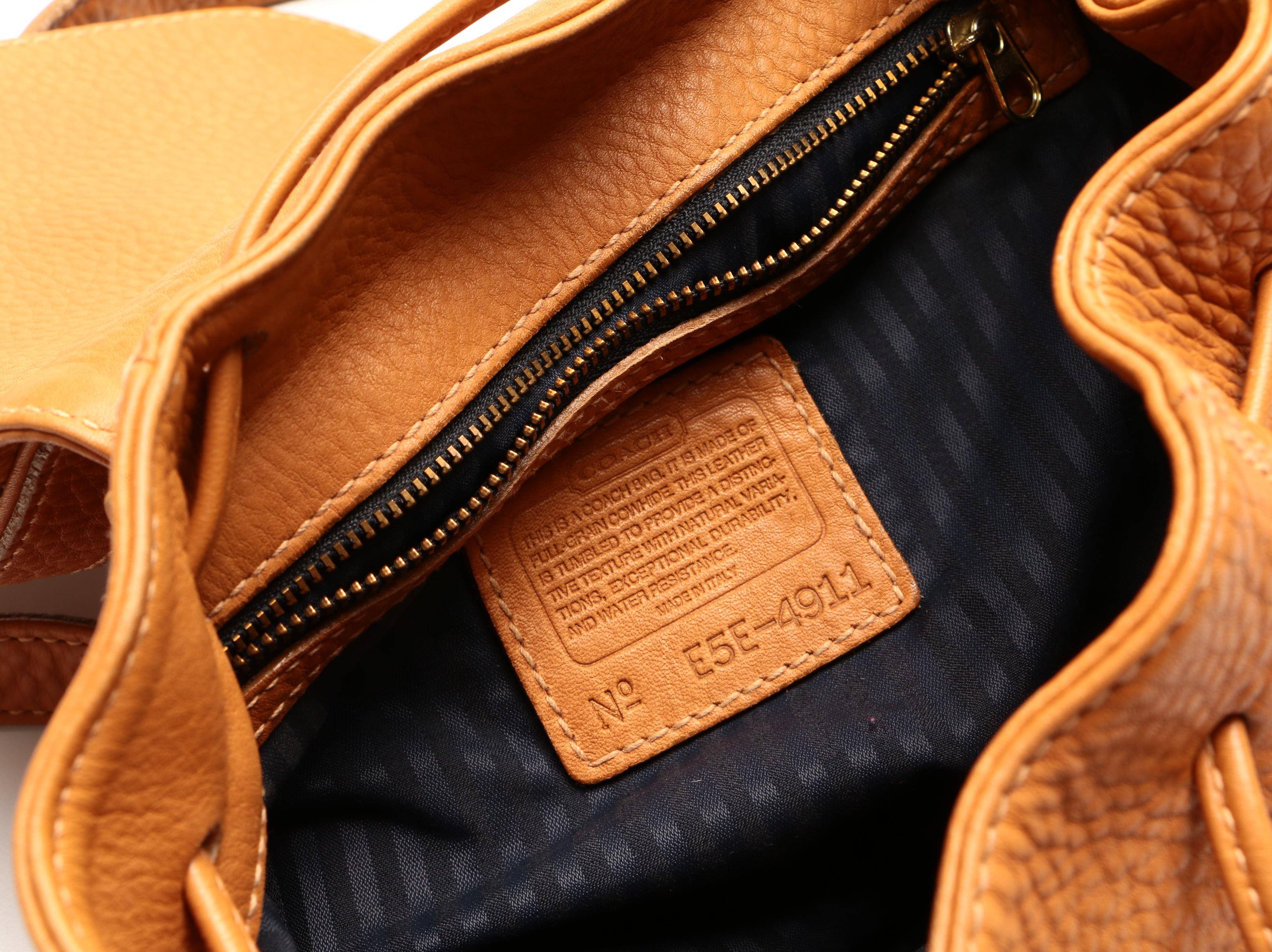 Coach Sonoma Drawstring Backpack in Tan Pebble Grain Leather