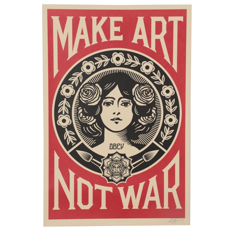 Shepard Fairey Offset Print "Make Art Not War"