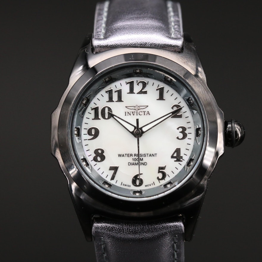 Invicta "Black Magic" Diamond and Stainless Steel Quartz Wristwatch