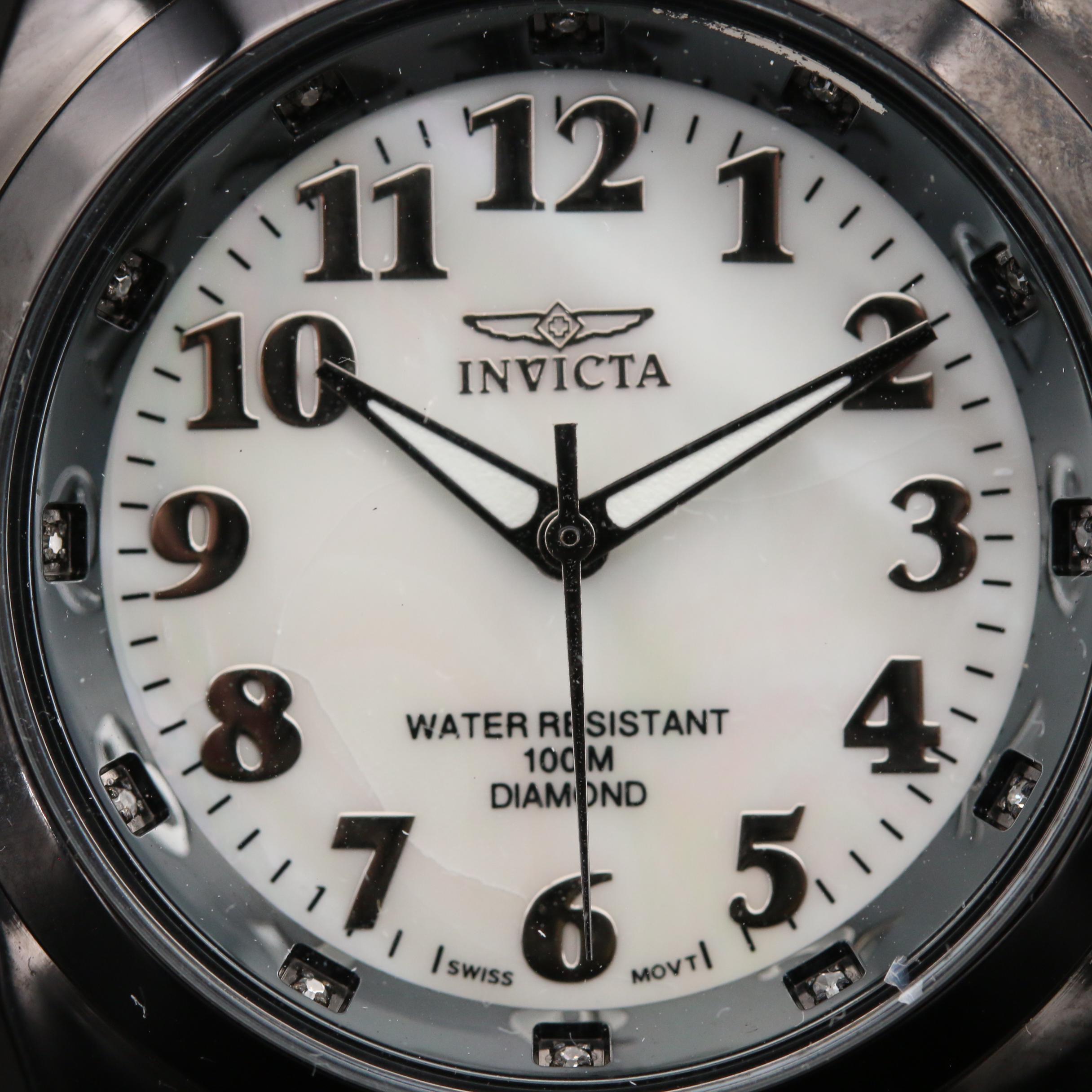 Invicta "Black Magic" Diamond and Stainless Steel Quartz Watch