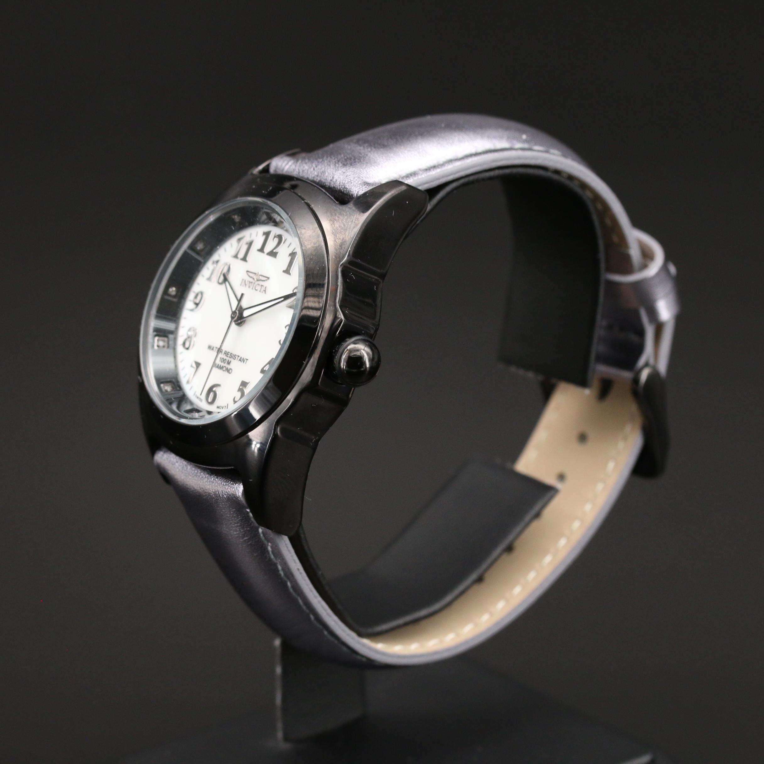 Invicta "Black Magic" Diamond and Stainless Steel Quartz Watch