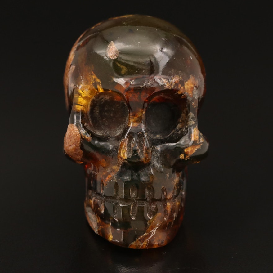 Carved Amber Skull