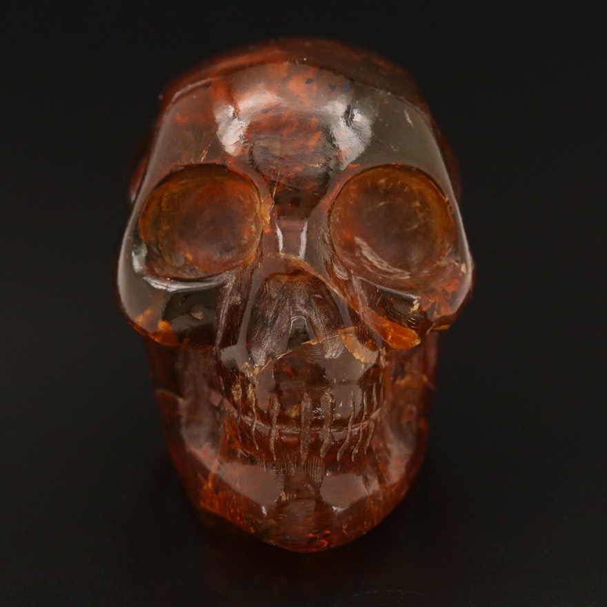 Carved Amber Skull